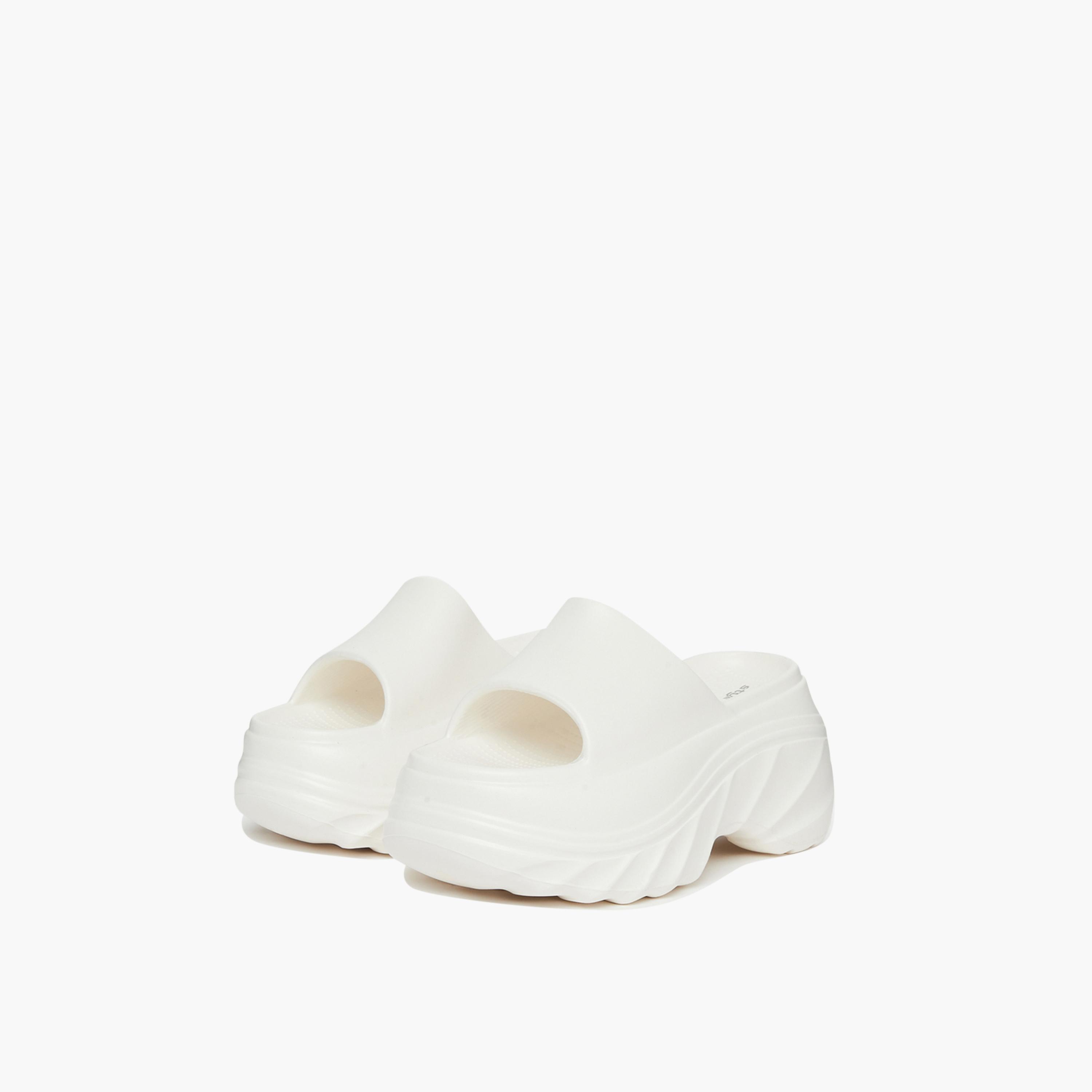 Styli Women White Plain Chunky Heel Slides-women-shoes-sandals-heeled-image-1