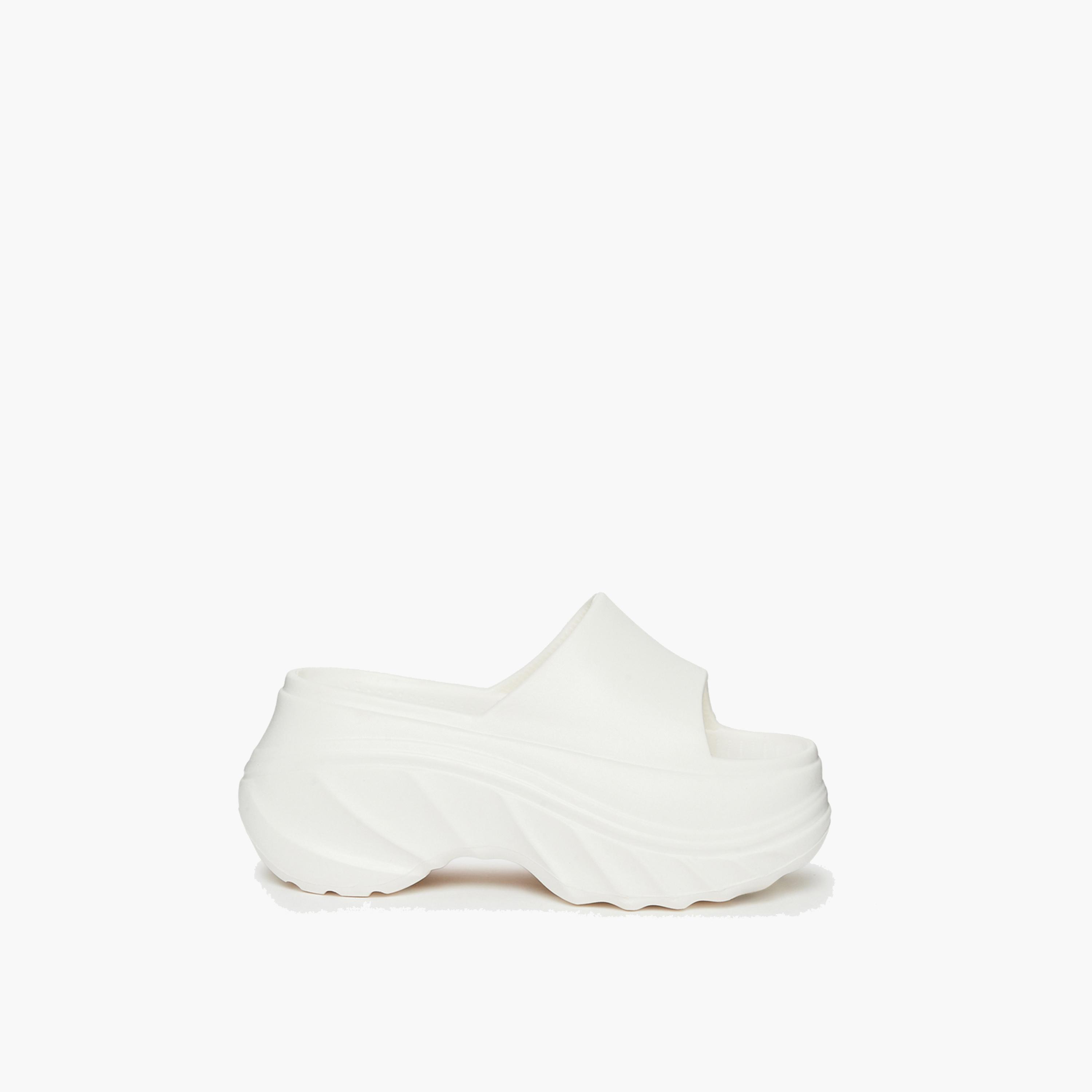 Styli Women White Plain Chunky Heel Slides-women-shoes-sandals-heeled-image-2