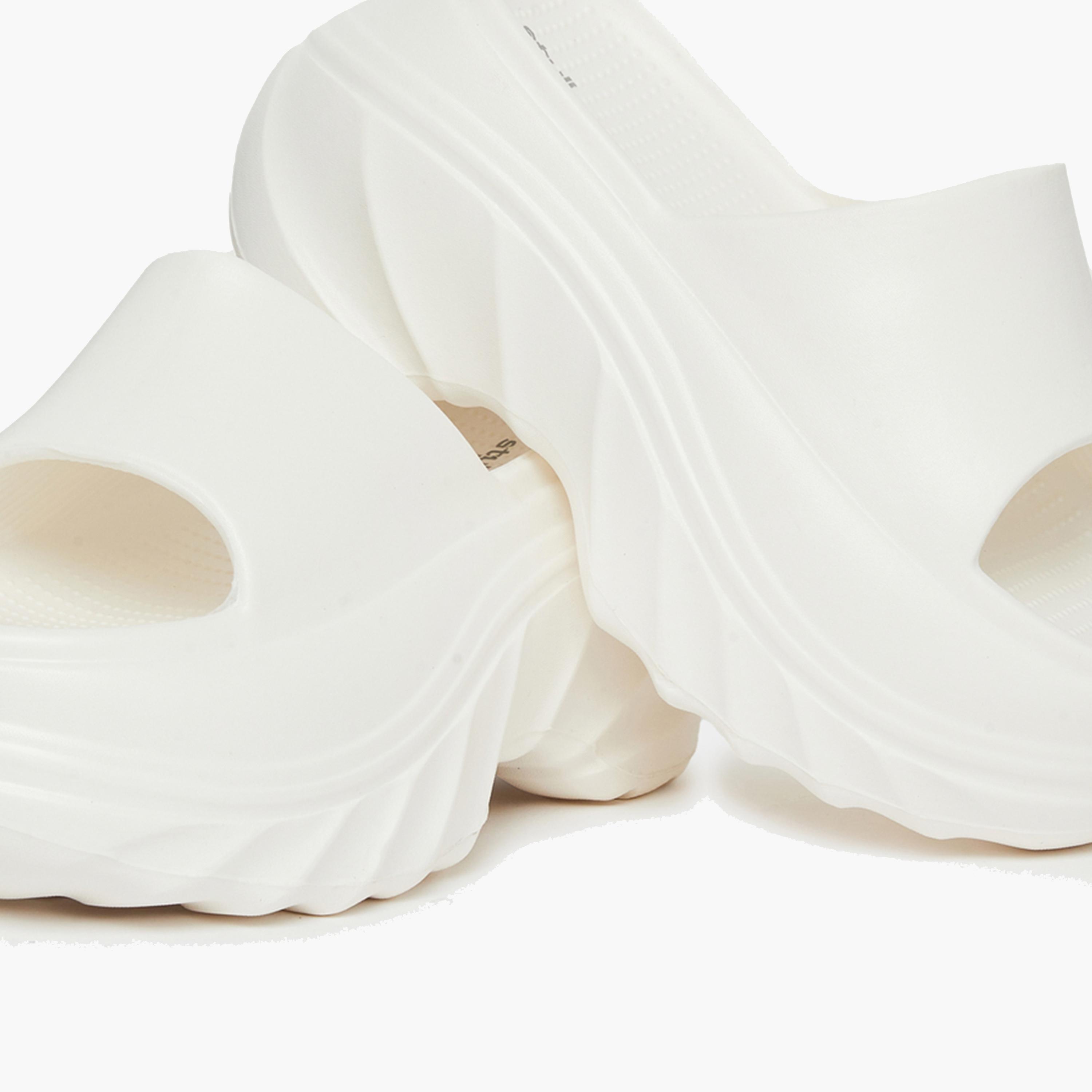 Styli Women White Plain Chunky Heel Slides-women-shoes-sandals-heeled-image-3