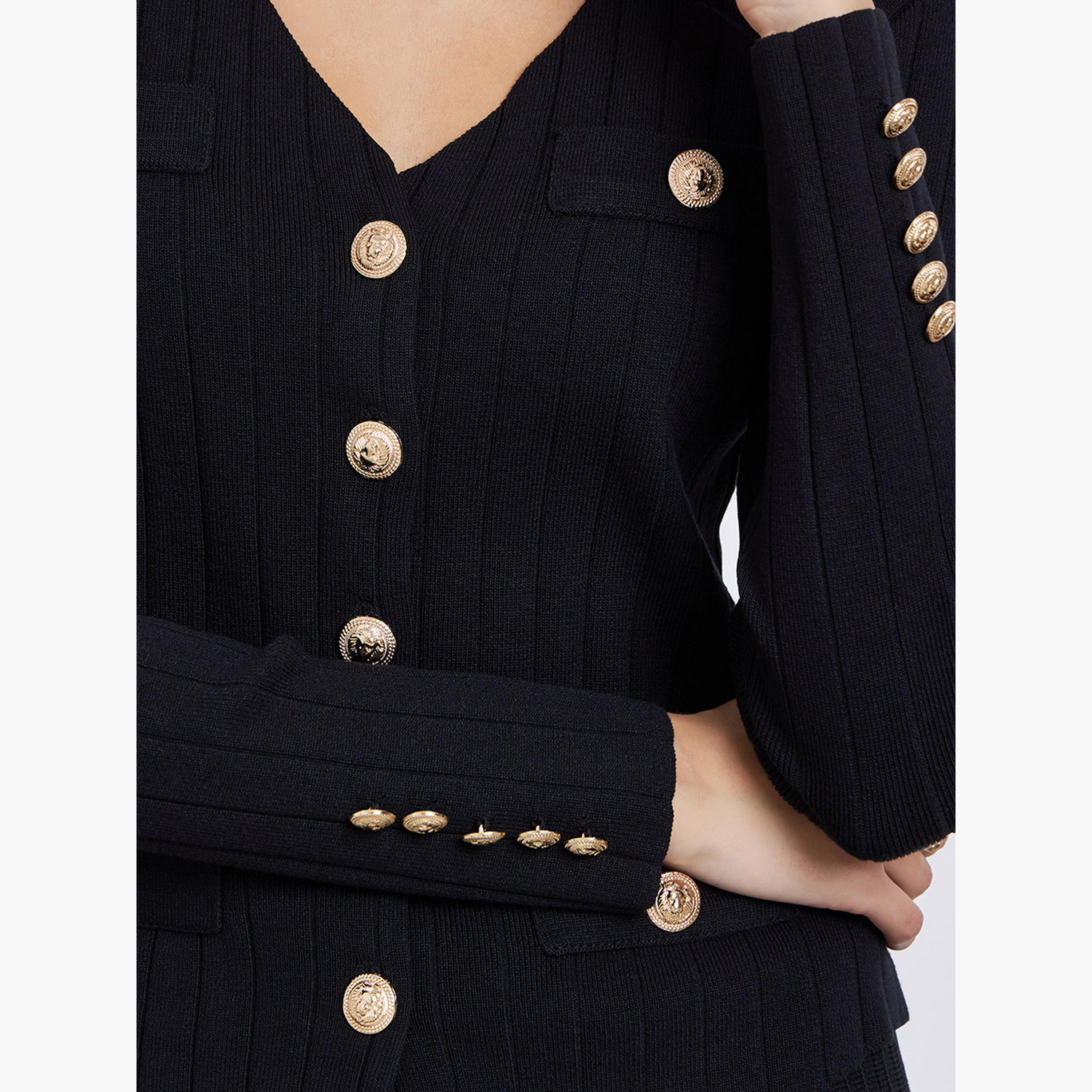 ستايلي - كارديغان أسود محبوك وتنورة مطوية-women-clothing-coordsets-image-6
