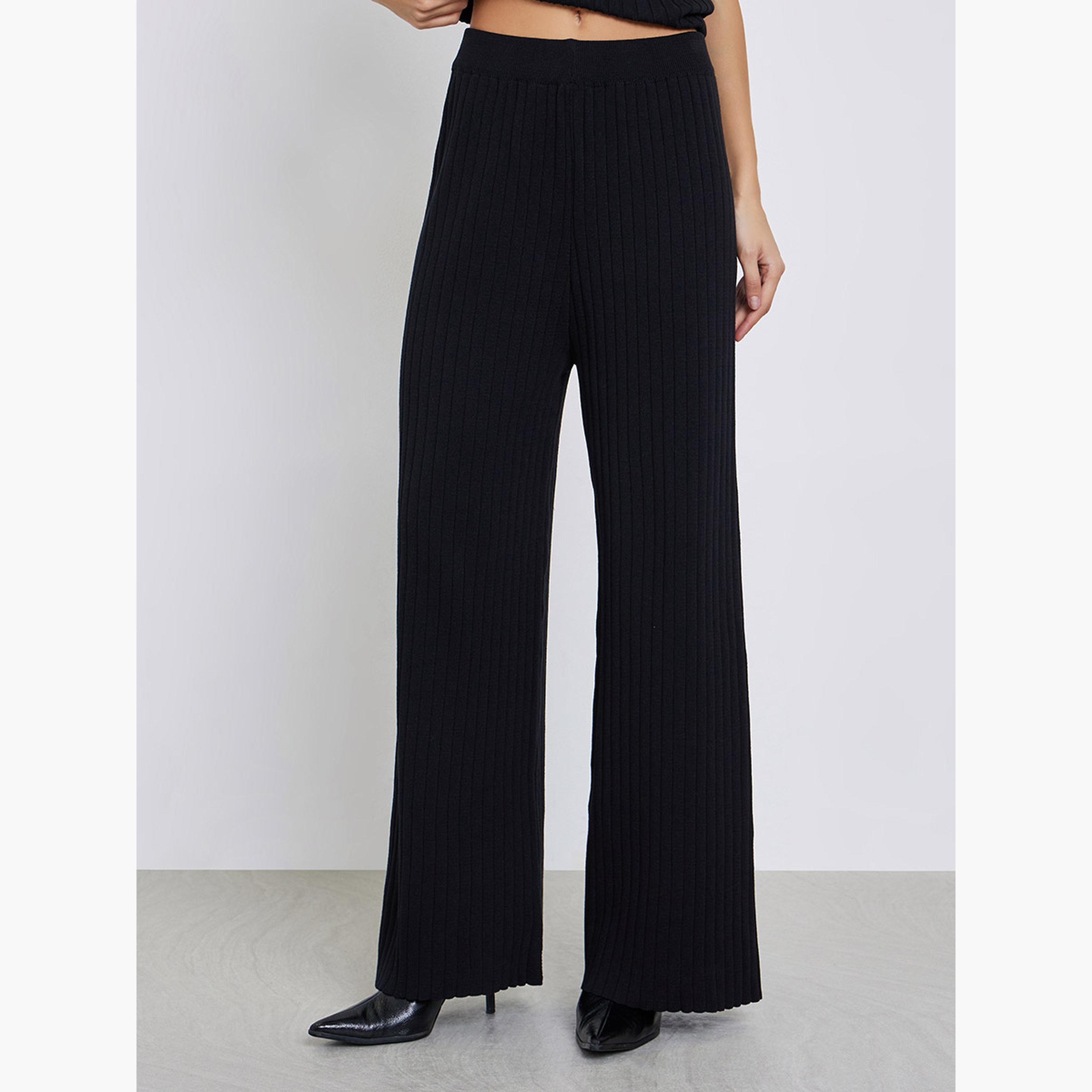 ستايلي - مجموعة من 3 قطع - بلوزة محبوكة مضلعة، كارديغان وبنطال-women-clothing-coordsets-image-5