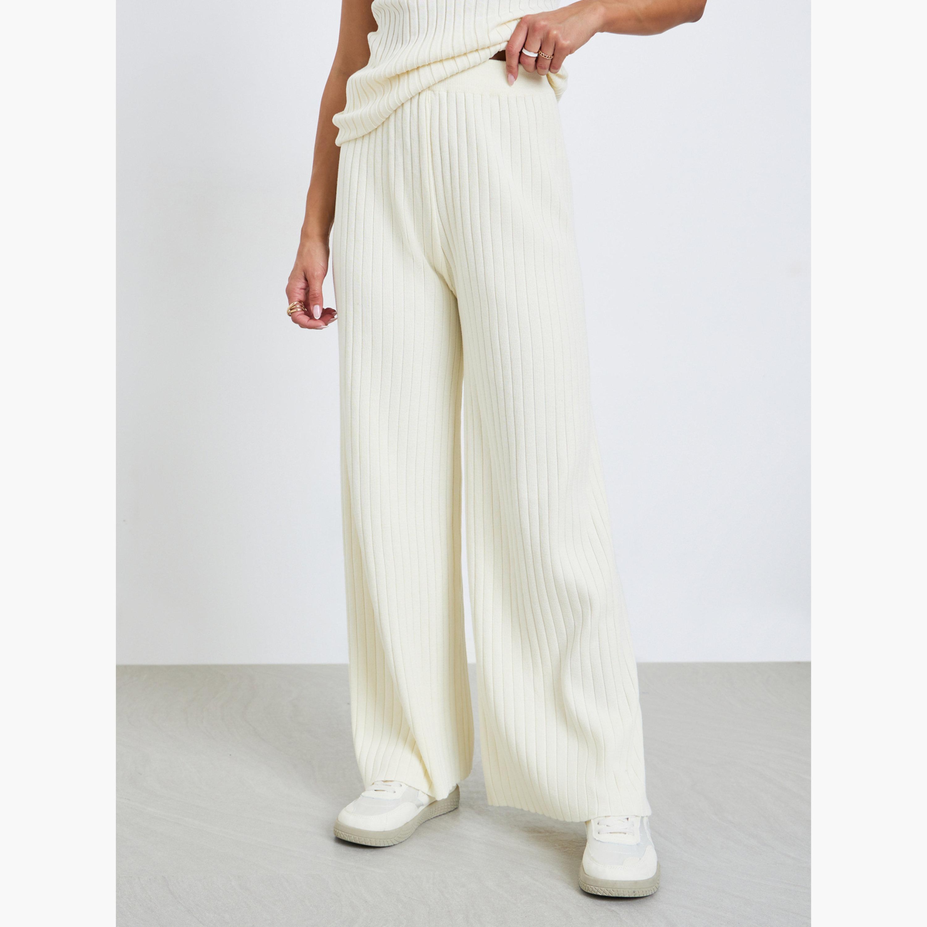 ستايلي - مجموعة من 3 قطع - بلوزة محبوكة مضلعة، كارديغان وبنطال-women-clothing-coordsets-image-5