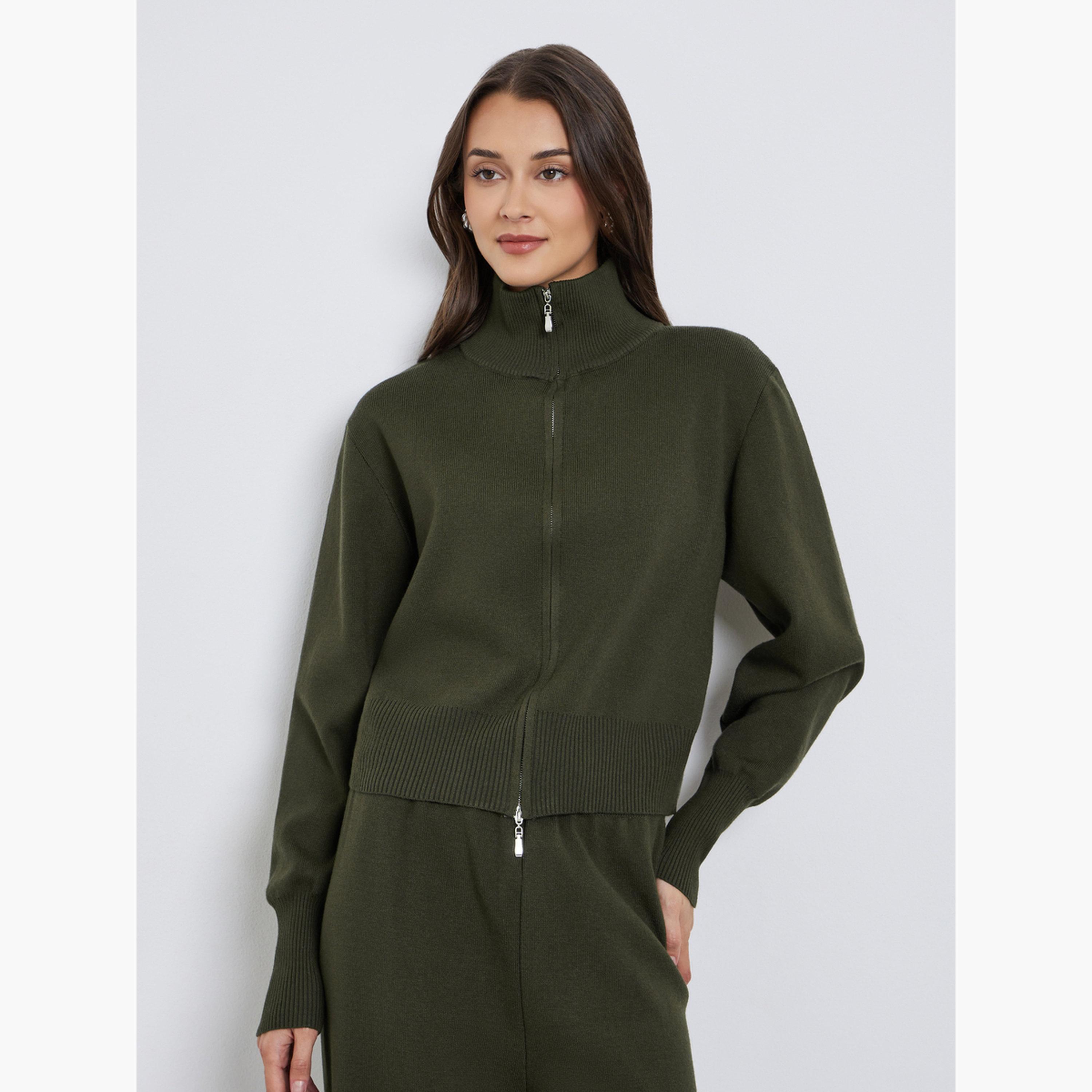 Styli Olive Knitted Sweater and Pants Co-ords-women-clothing-coordsets-image-3