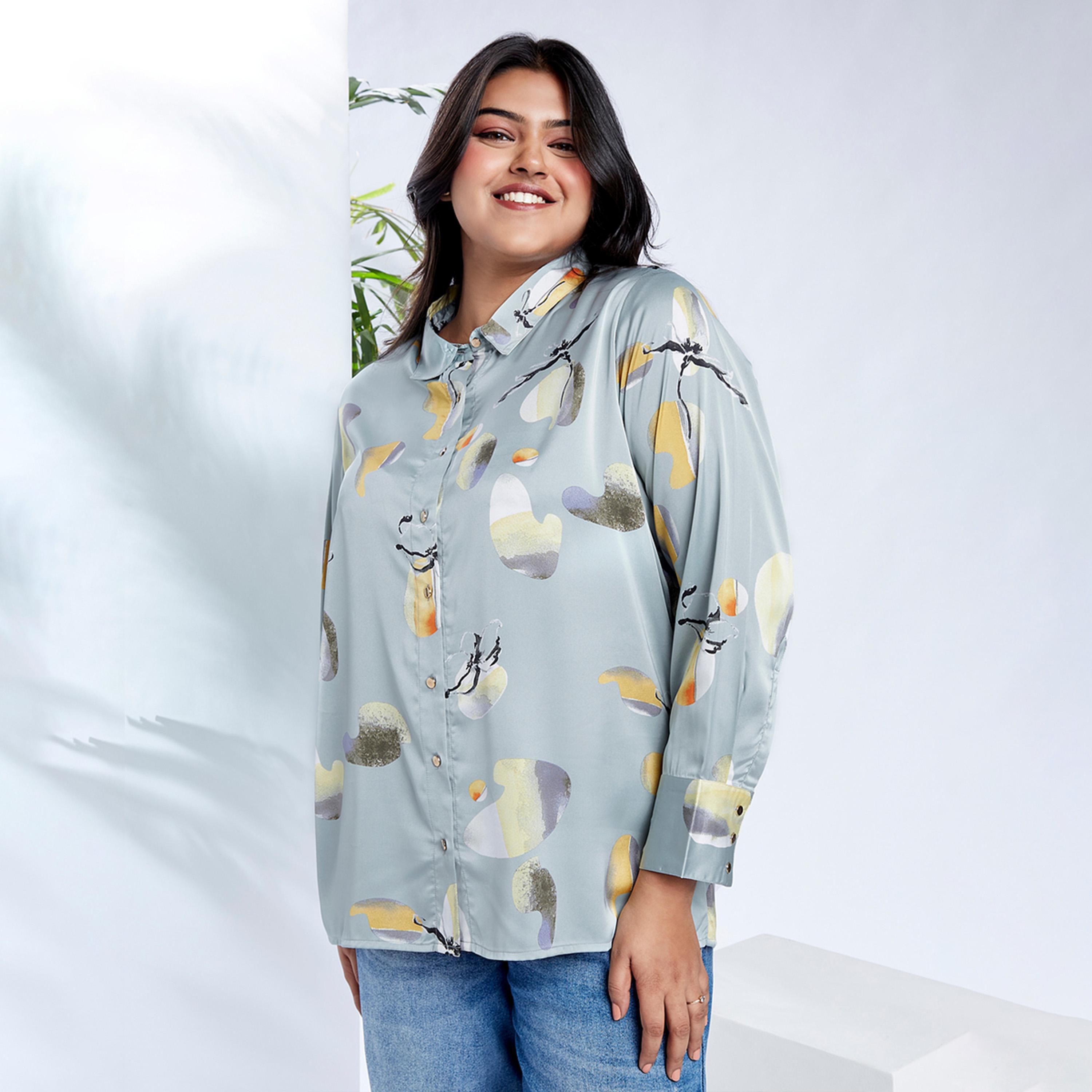 Globus X Styli Plus Size Long Sleeve Printed Shirt-women-clothing-shirtsandblouses-shirts-image-1