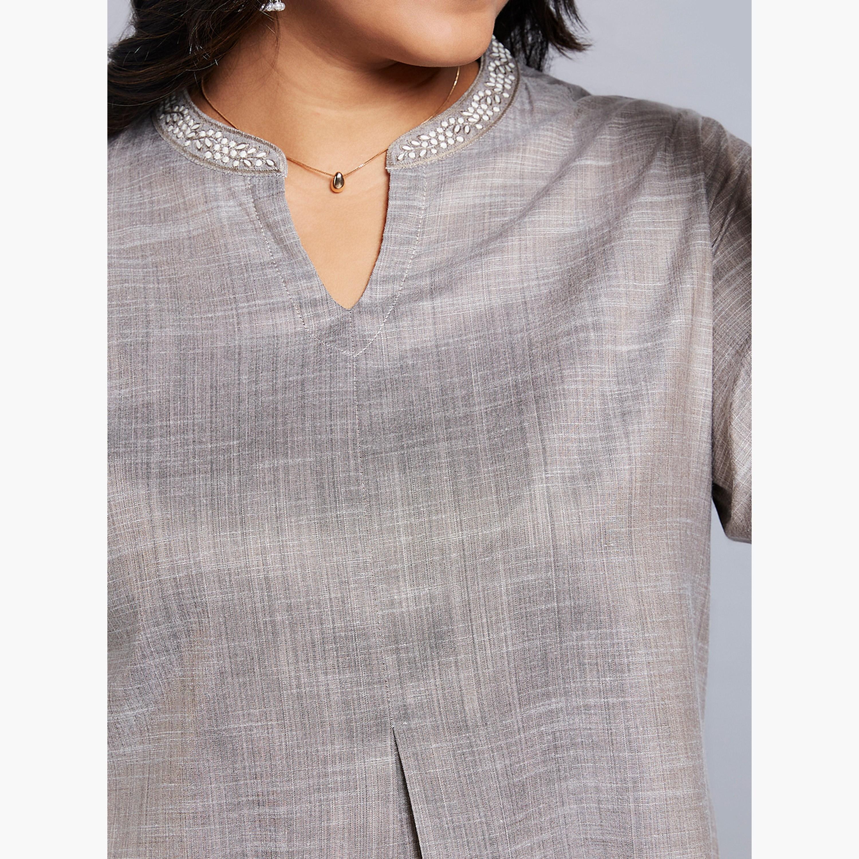 Globus X Styli Plus Size Grey Tunic with 3/4 Sleeves-women-clothing-shirtsandblouses-blouses-image-4