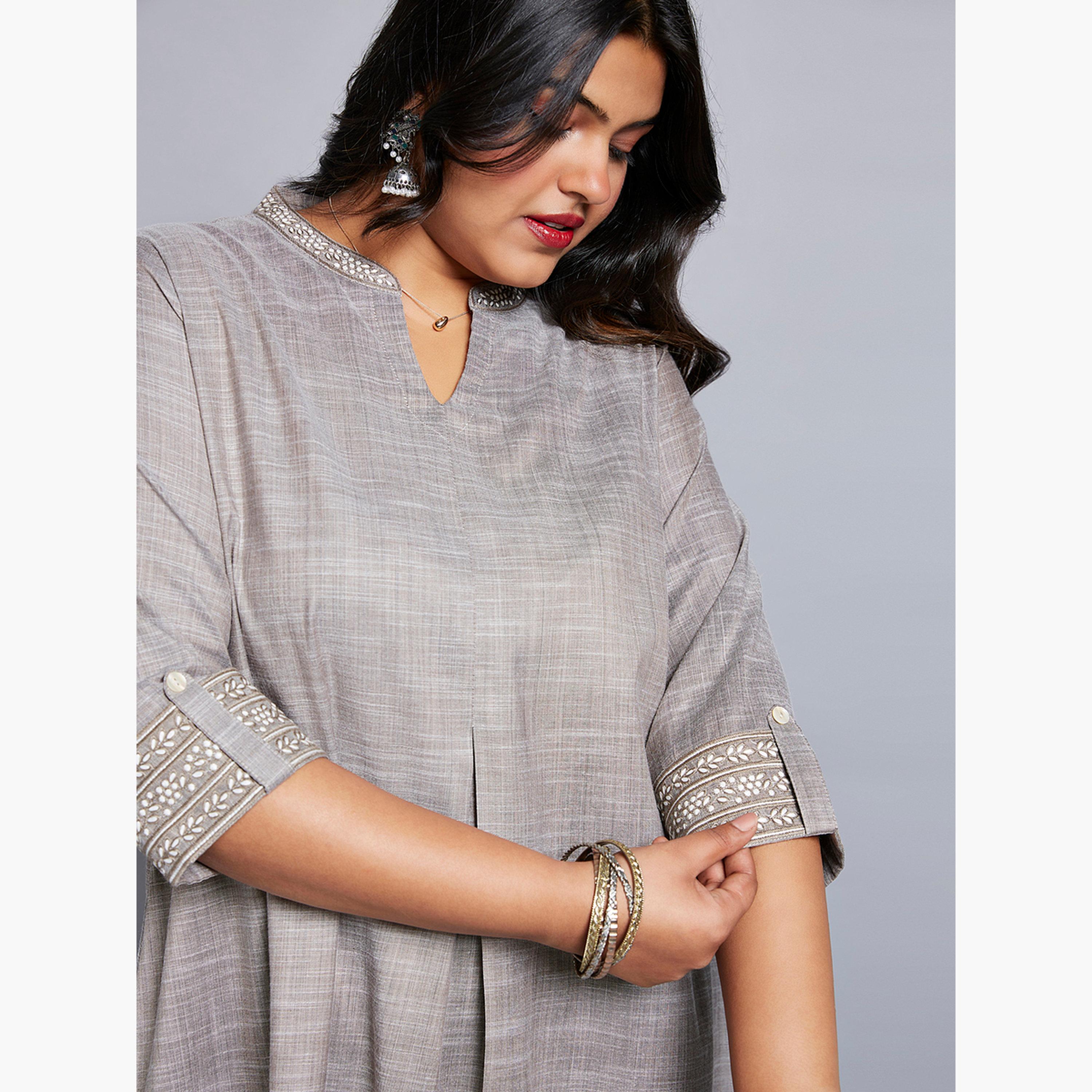 Globus X Styli Plus Size Grey Tunic with 3/4 Sleeves-women-clothing-shirtsandblouses-blouses-image-5