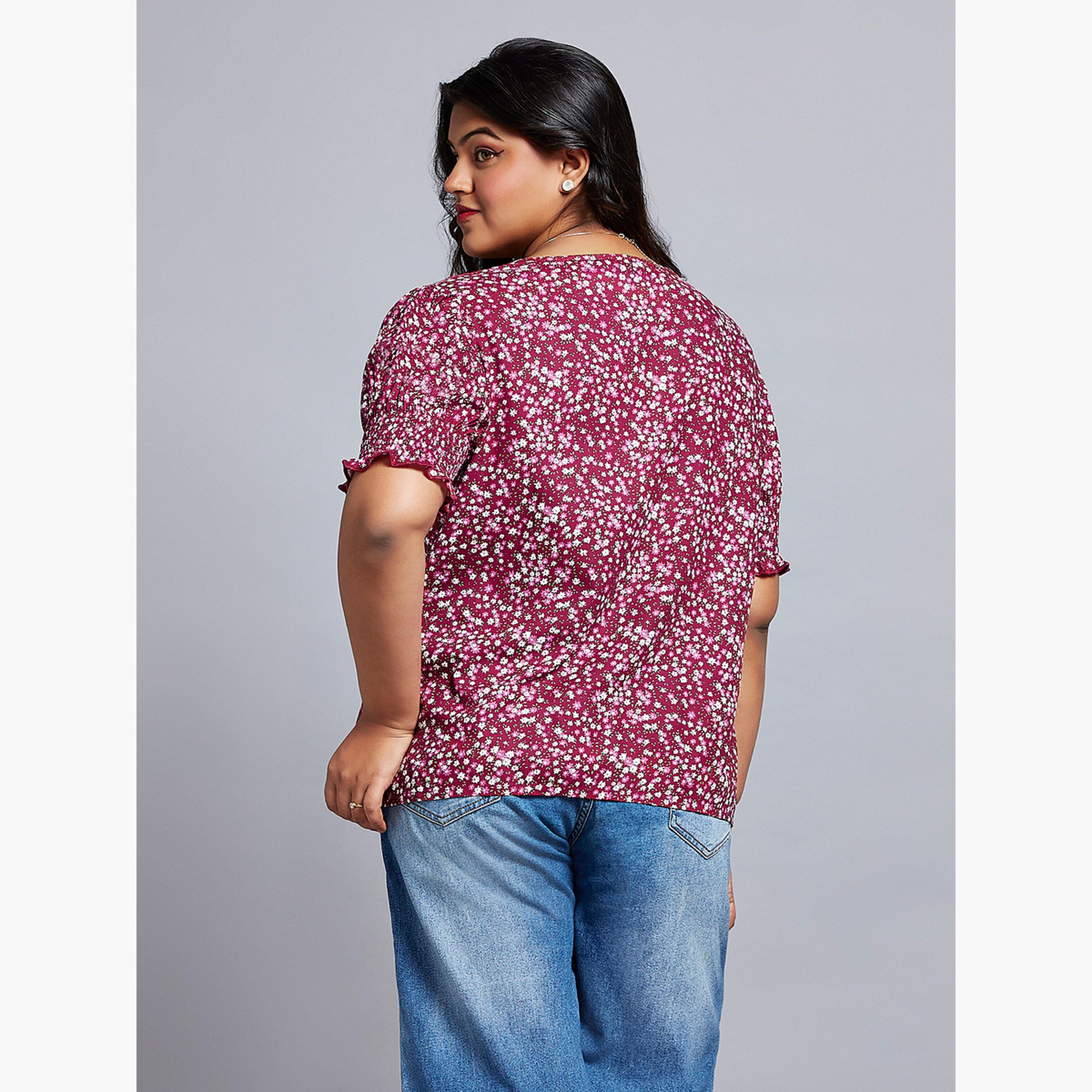 غلوبوس × ستايلي - بلوزة بأكمام منتفخة بطبعة زهور بحجم كبير-women-clothing-shirtsandblouses-shirts-image-3