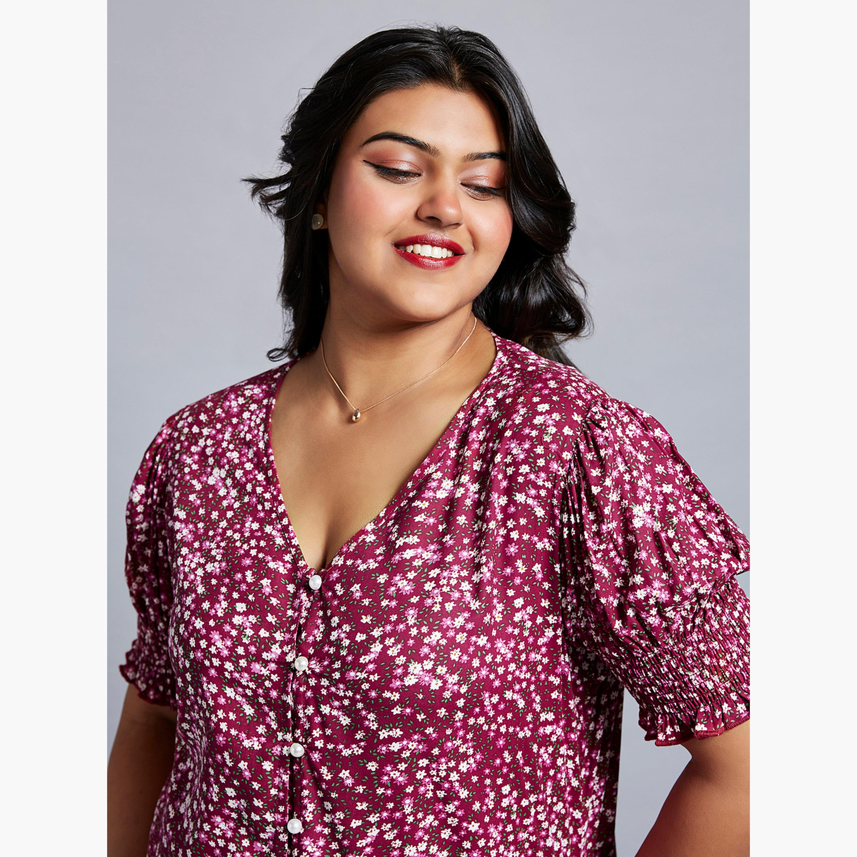 غلوبوس × ستايلي - بلوزة بأكمام منتفخة بطبعة زهور بحجم كبير-women-clothing-shirtsandblouses-shirts-image-5