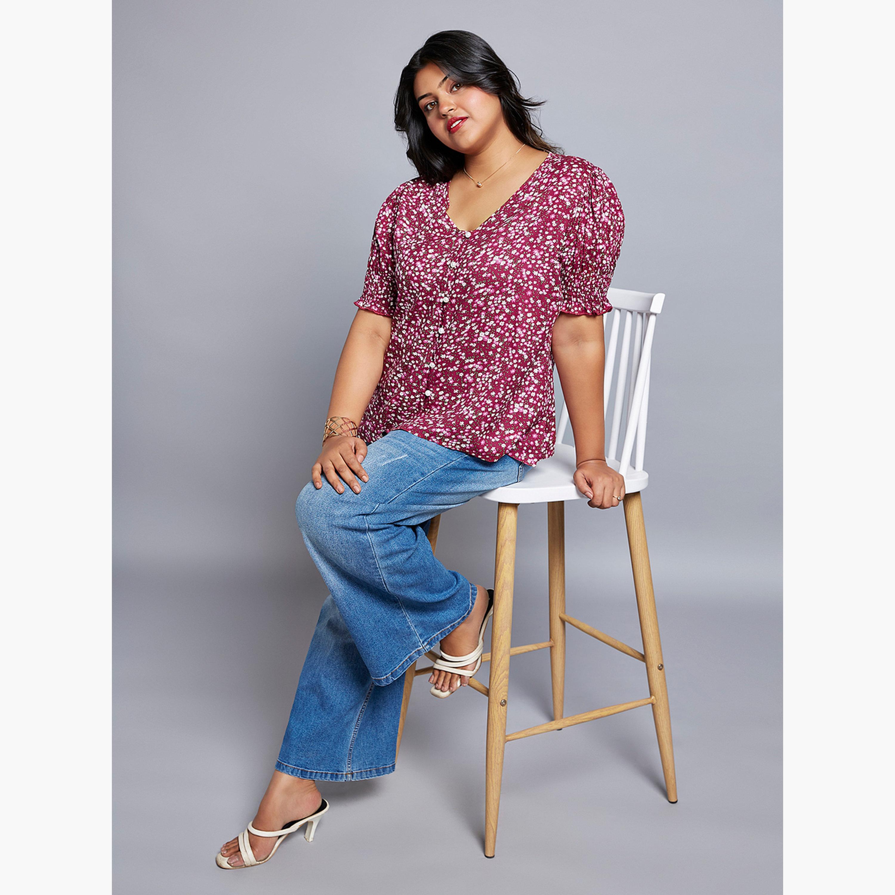 غلوبوس × ستايلي - بلوزة بأكمام منتفخة بطبعة زهور بحجم كبير-women-clothing-shirtsandblouses-shirts-image-6