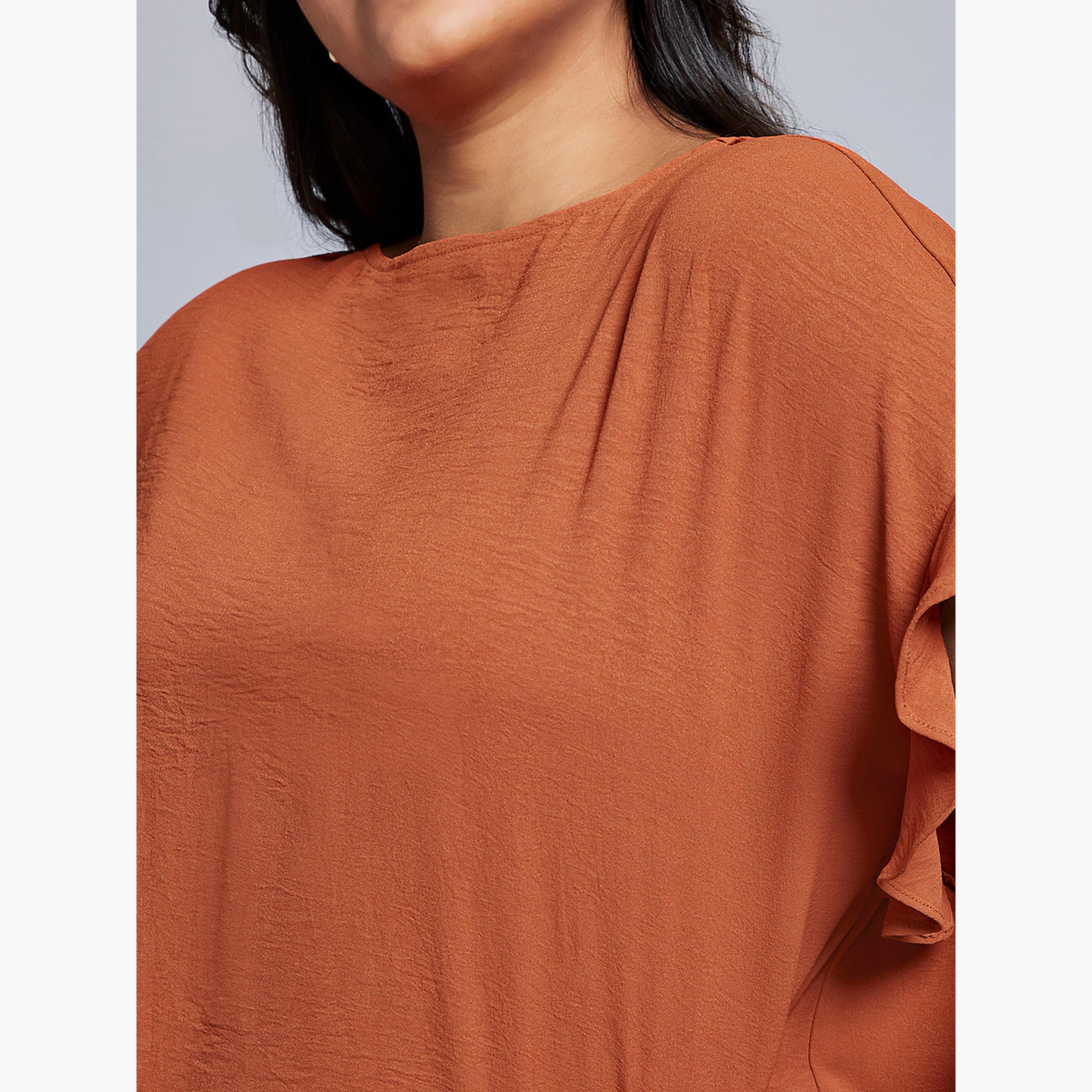 غلوبوس × ستايلي - بلوزة بأكمام مكشكشة صدئة بحجم كبير-women-clothing-shirtsandblouses-blouses-image-4