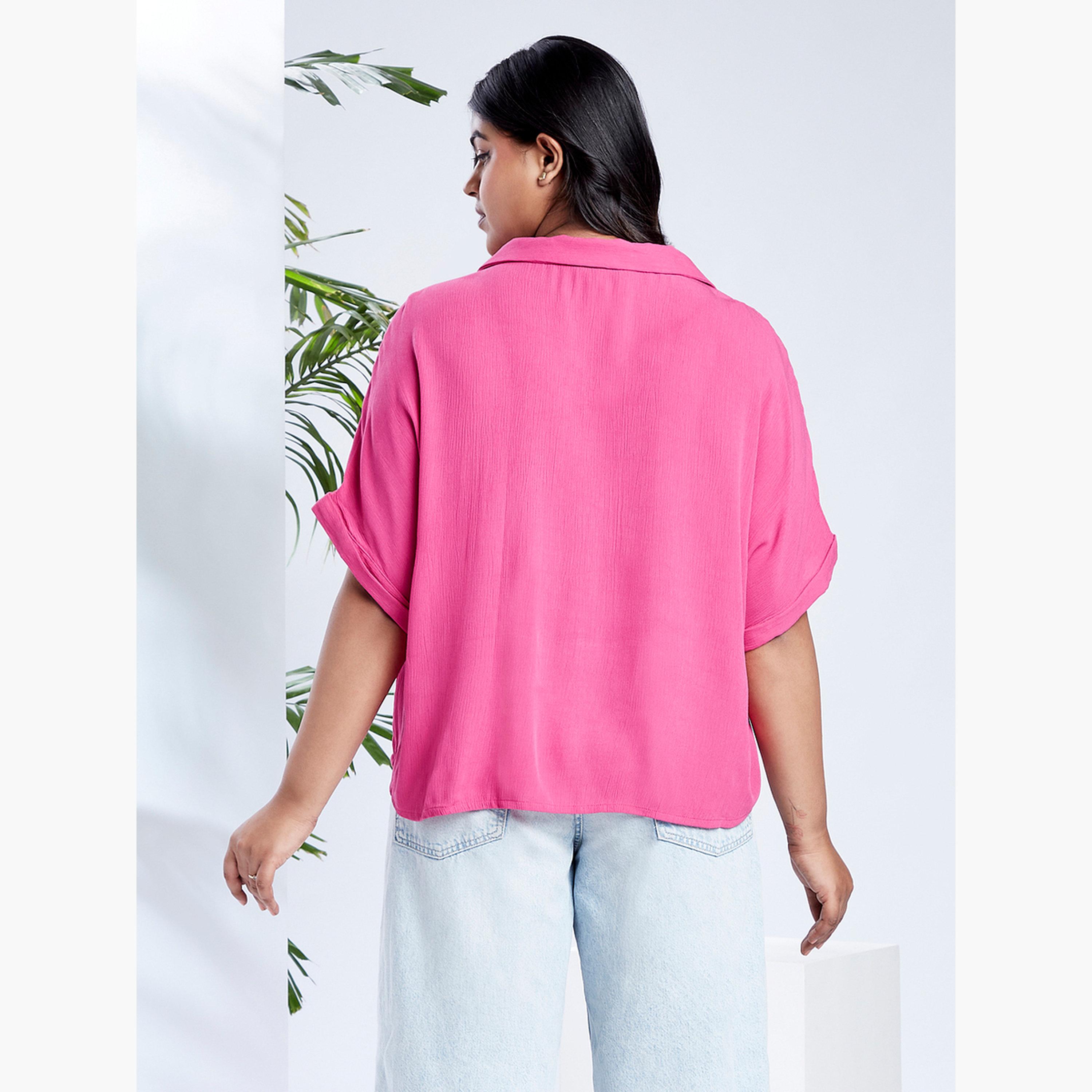 Globus X Styli Plus Size Pink Short Sleeve Top-women-clothing-shirtsandblouses-blouses-image-3