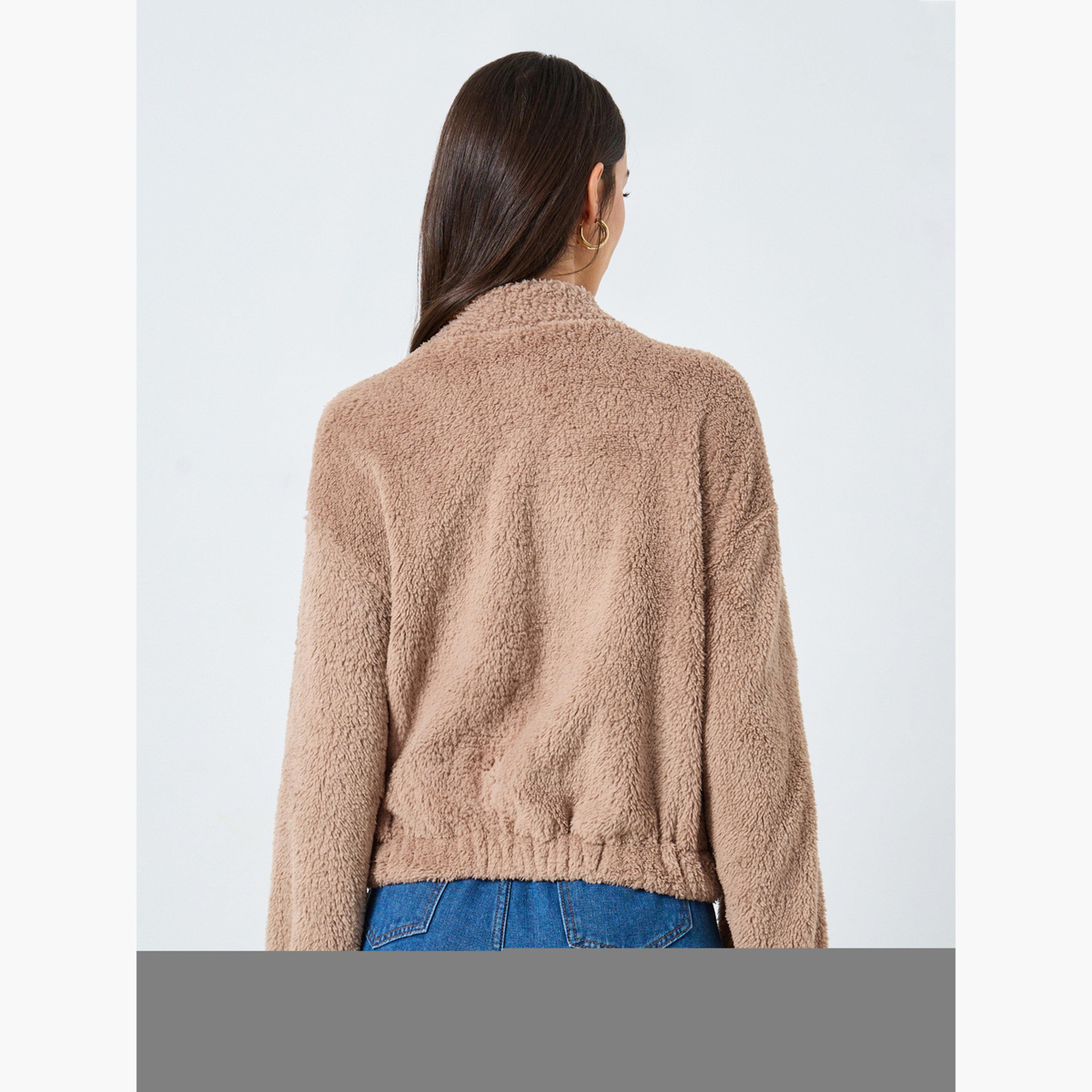 ستايلي - سويت شيرت من الصوف البيج بسحاب ربع للنساء -women-clothing-hoodiesandsweatshirts-sweatshirts-image-4