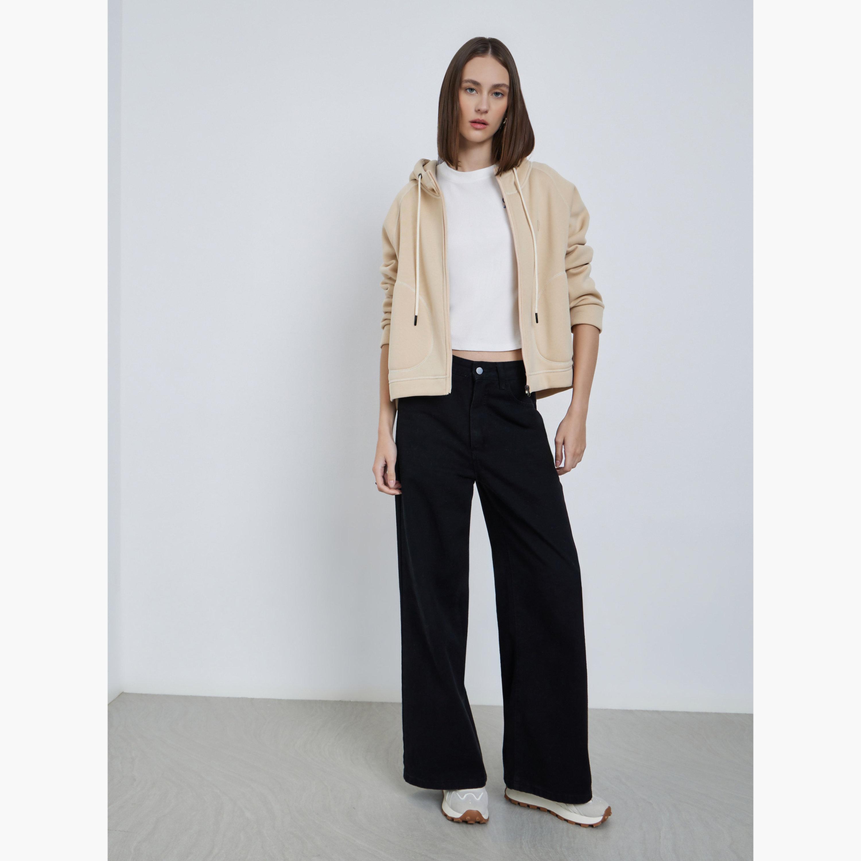 ستايلي - جاكيت بيج بغطاء رأس وسحاب مع خياطة متشابكة-women-winterwear-coatsandjackets-jackets-image-2