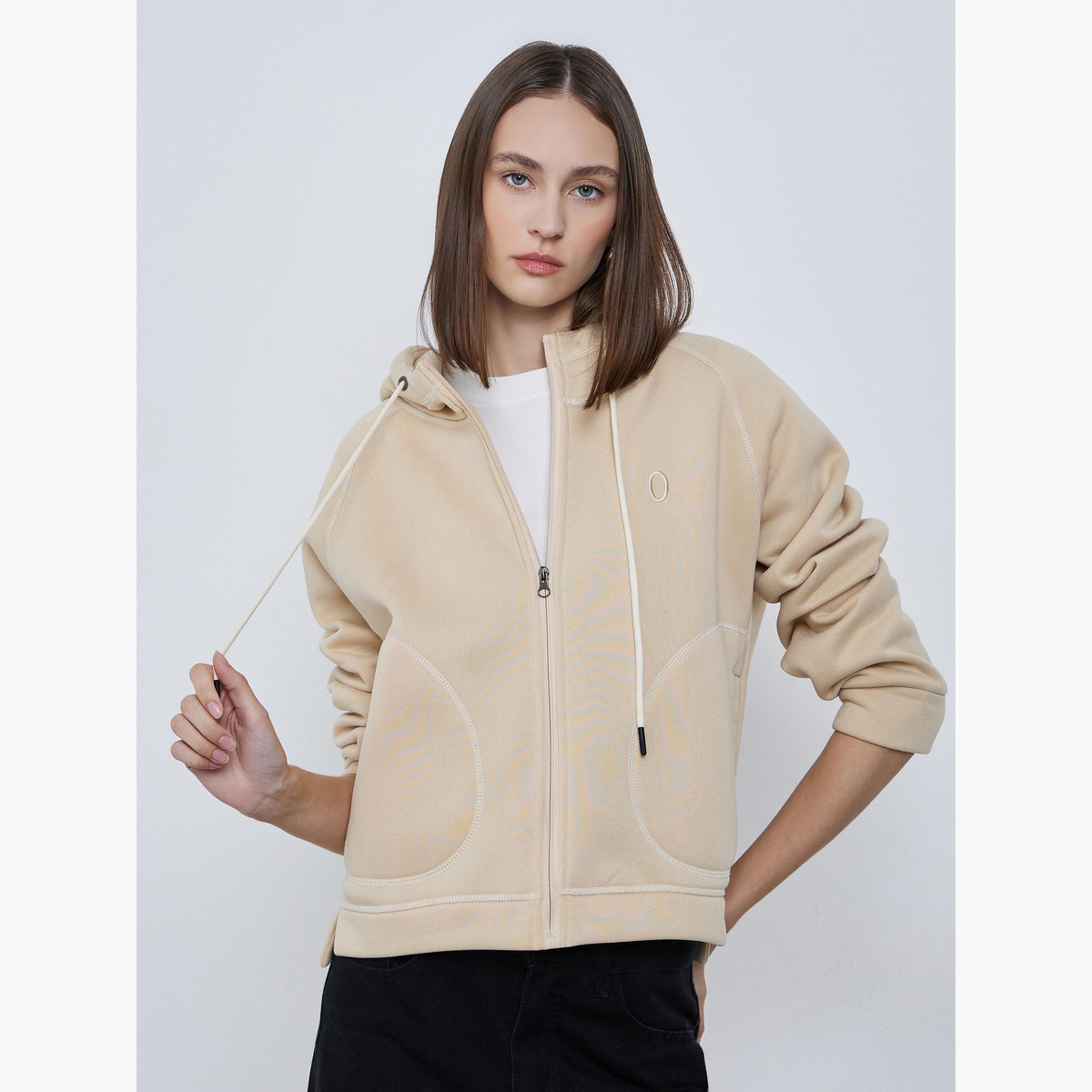 ستايلي - جاكيت بيج بغطاء رأس وسحاب مع خياطة متشابكة-women-winterwear-coatsandjackets-jackets-image-3