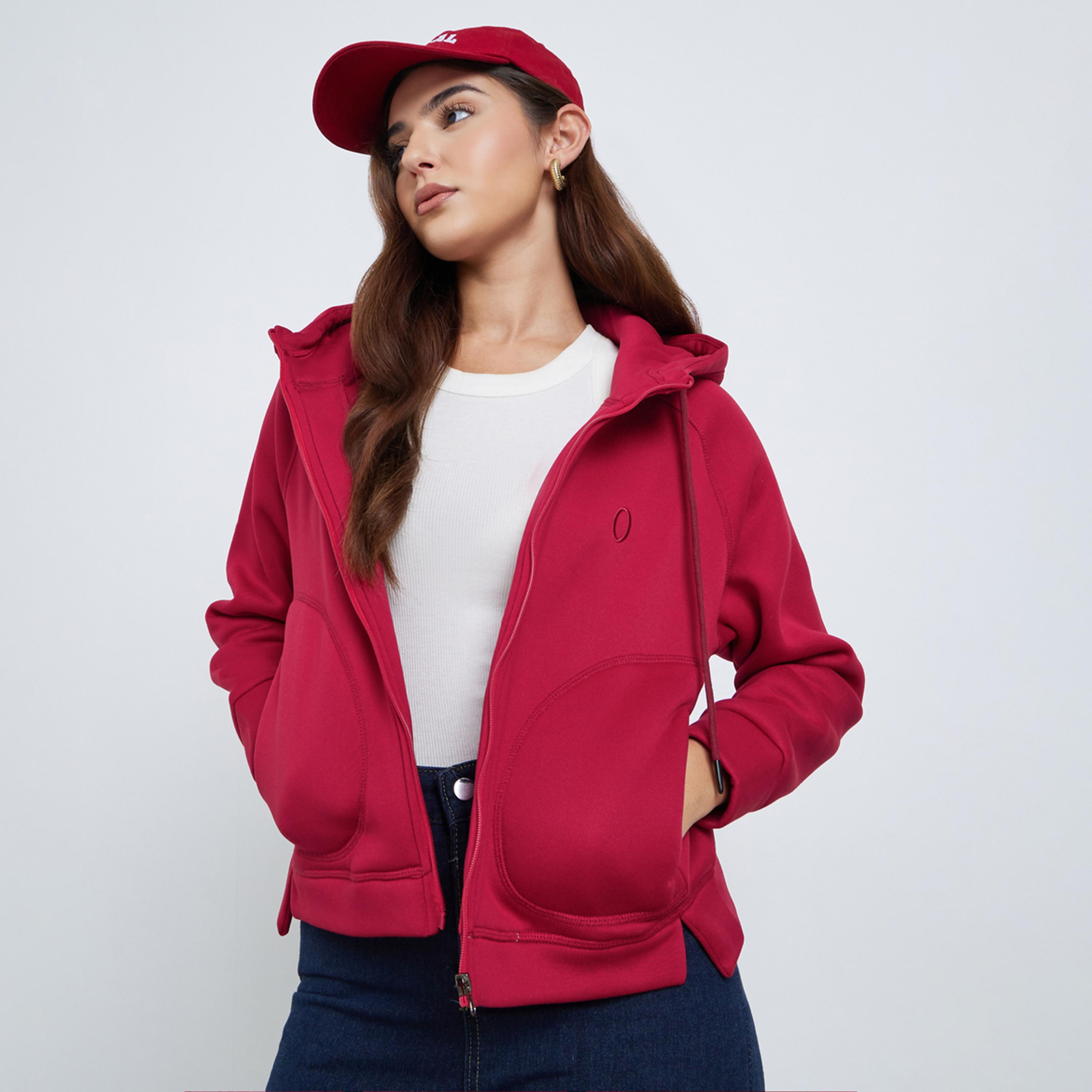 ستايلي - سترة حمراء بسحاب وغطاء رأس-women-winterwear-coatsandjackets-jackets-image-1