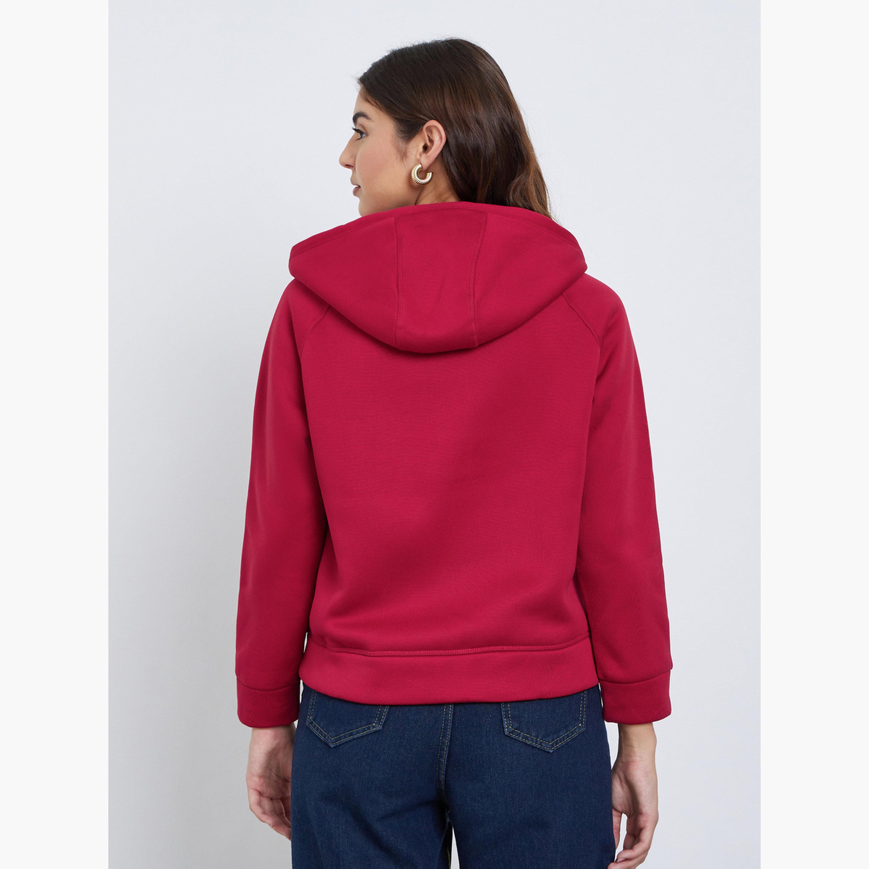 Styli Embroidered Hooded Neck Long Sleeves Women's Zip Through Sweatshirt-women-winterwear-coatsandjackets-jackets-image-5