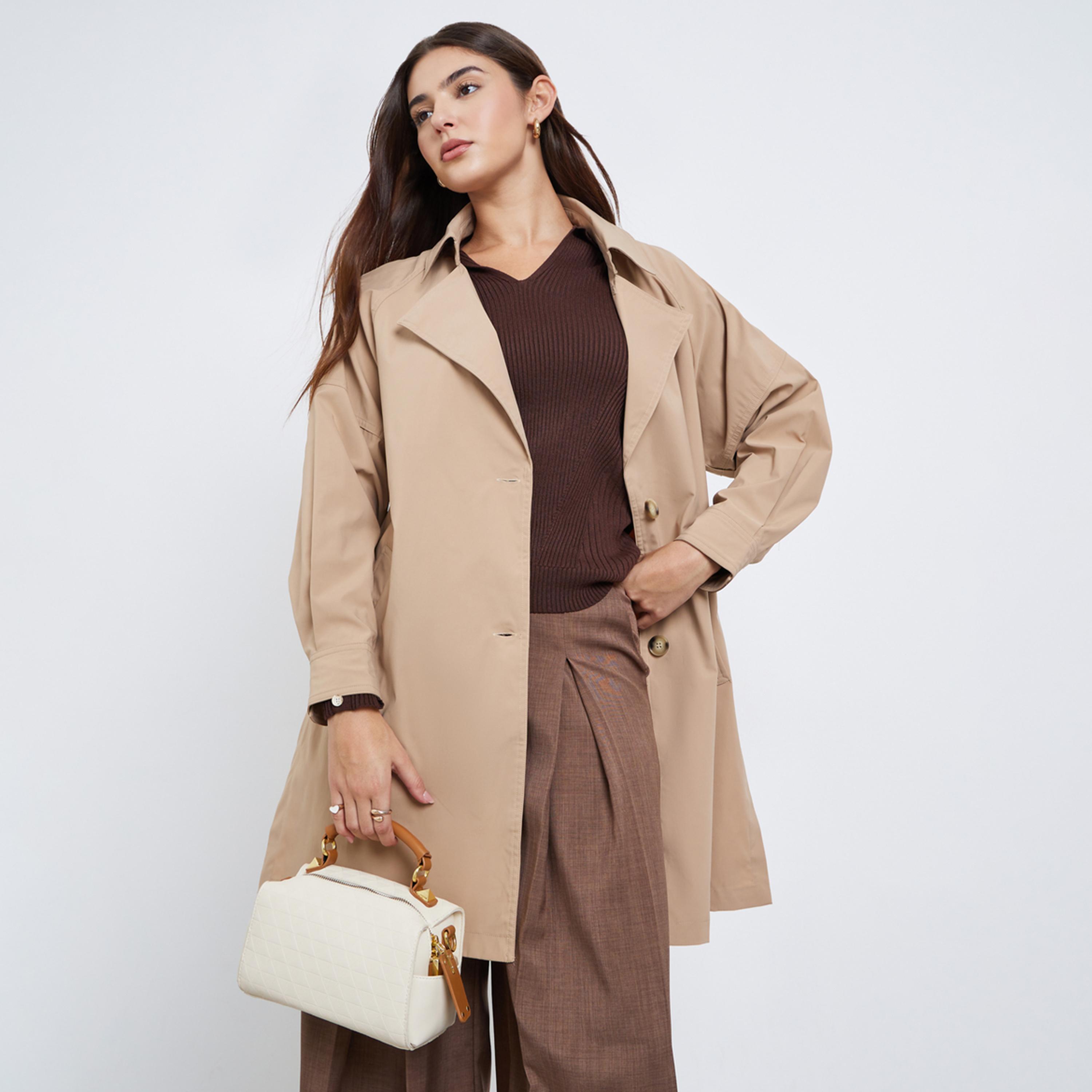 ستايلي - معطف ترنش بيج طويل بأزرار-women-winterwear-coatsandjackets-coats-image-1