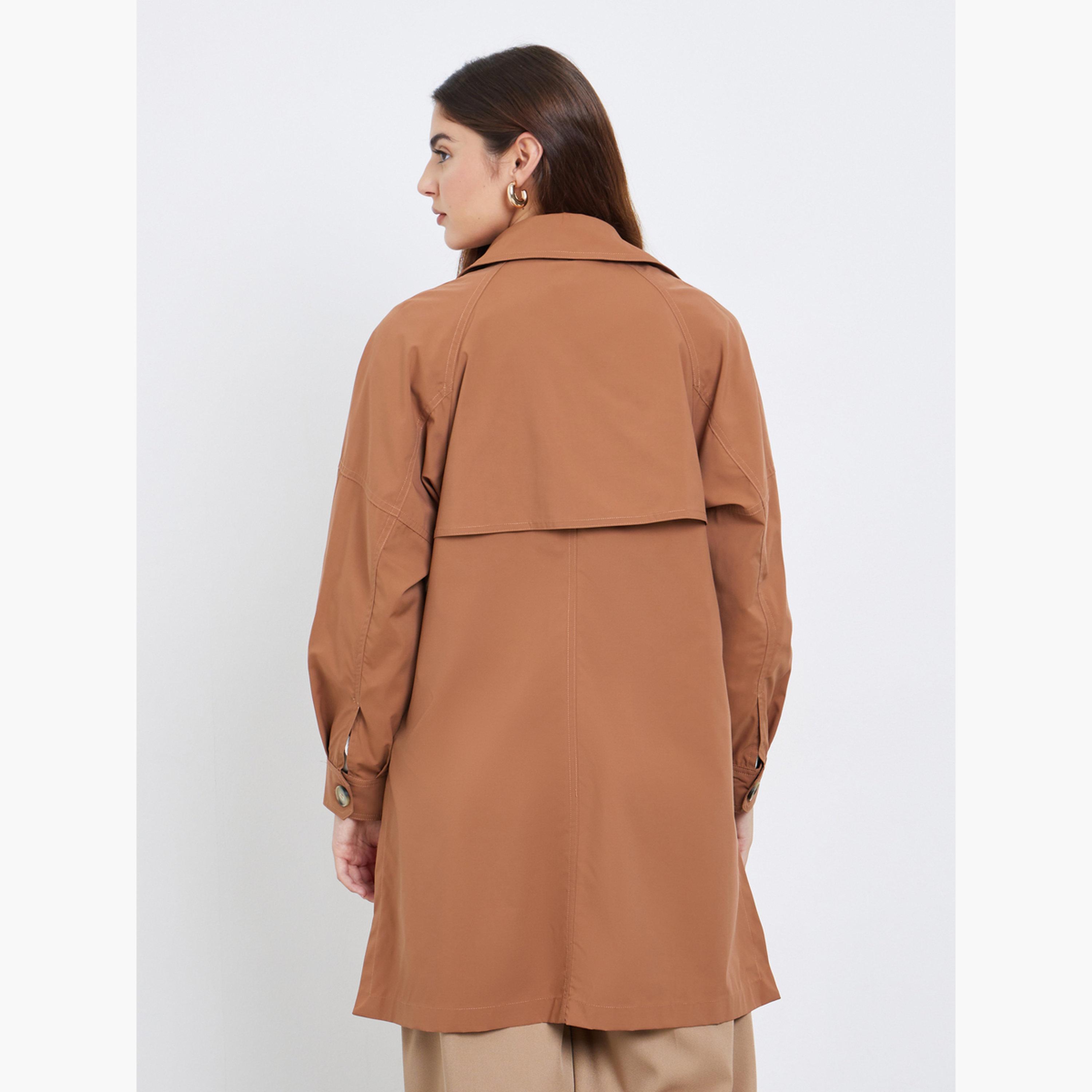 ستايلي - معطف ترنش طويل بأزرار لون صدأ-women-clothing-coatsandjackets-coats-image-5