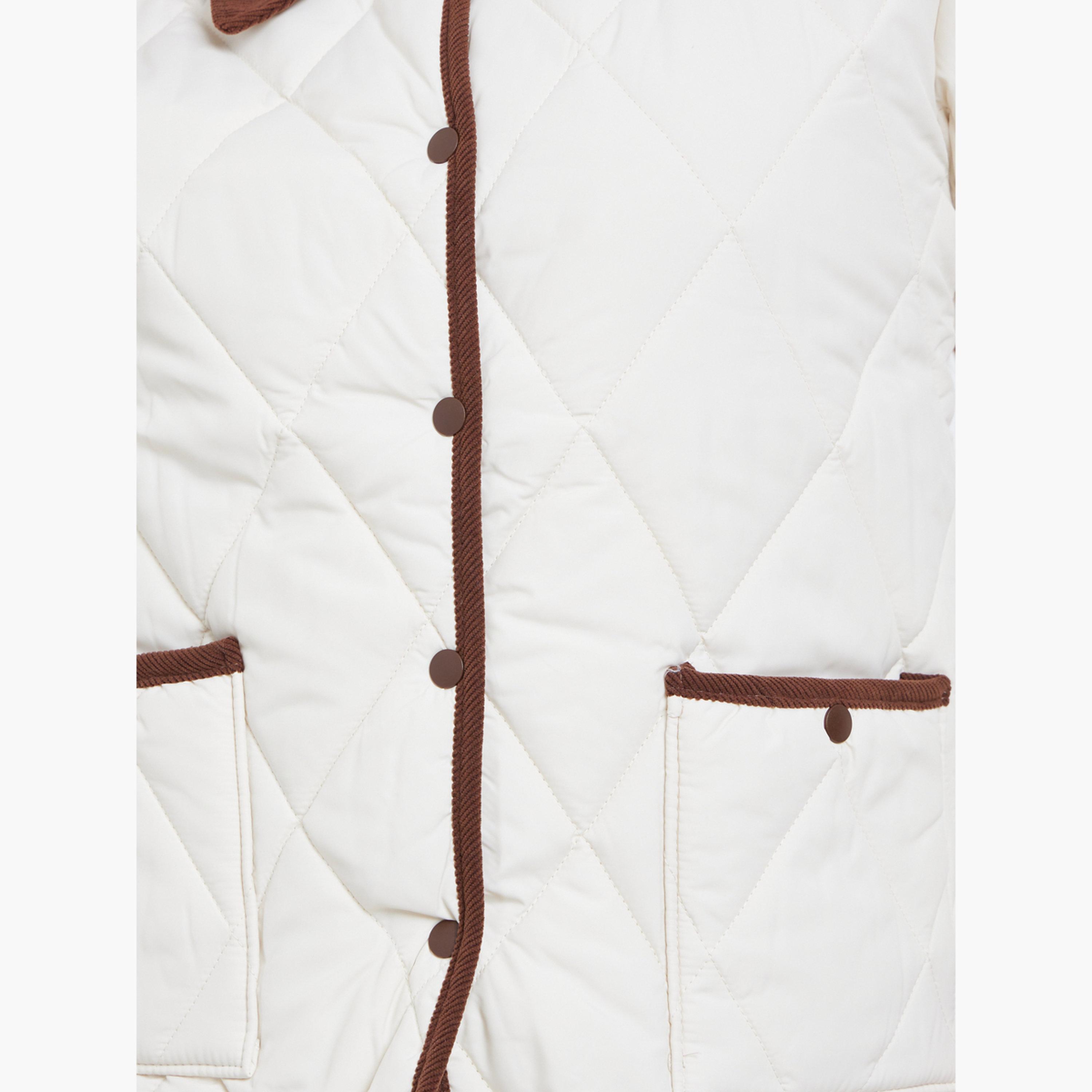 Styli Quilted Collared Long Sleeves Women's Button Through Padded Jacket-women-winterwear-coatsandjackets-jackets-image-6