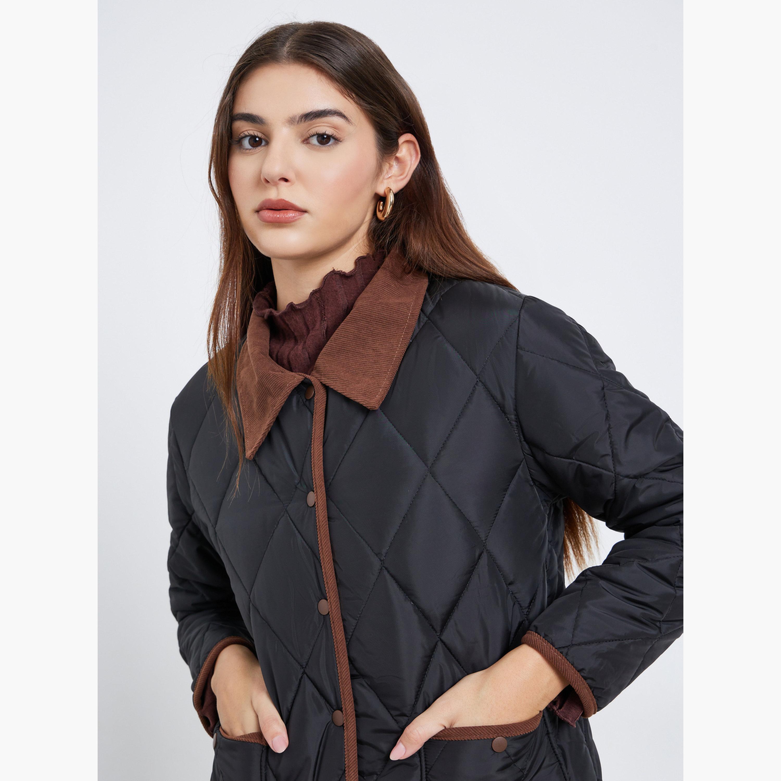 ستايلي - سترة مبطنة بمظهر مبطن مع طوق للنساء -women-winterwear-coatsandjackets-jackets-image-3