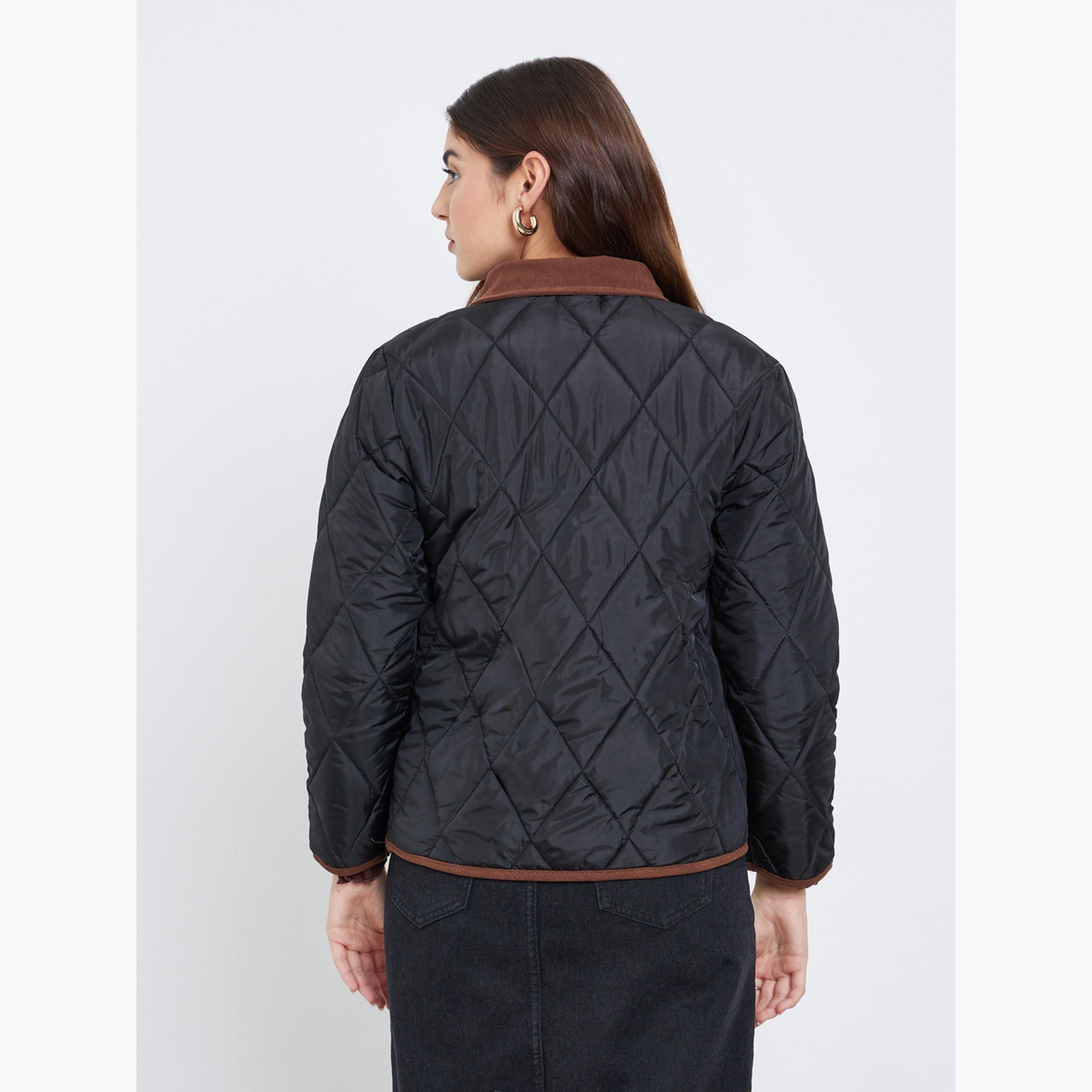 ستايلي - سترة مبطنة بمظهر مبطن مع طوق للنساء -women-winterwear-coatsandjackets-jackets-image-4