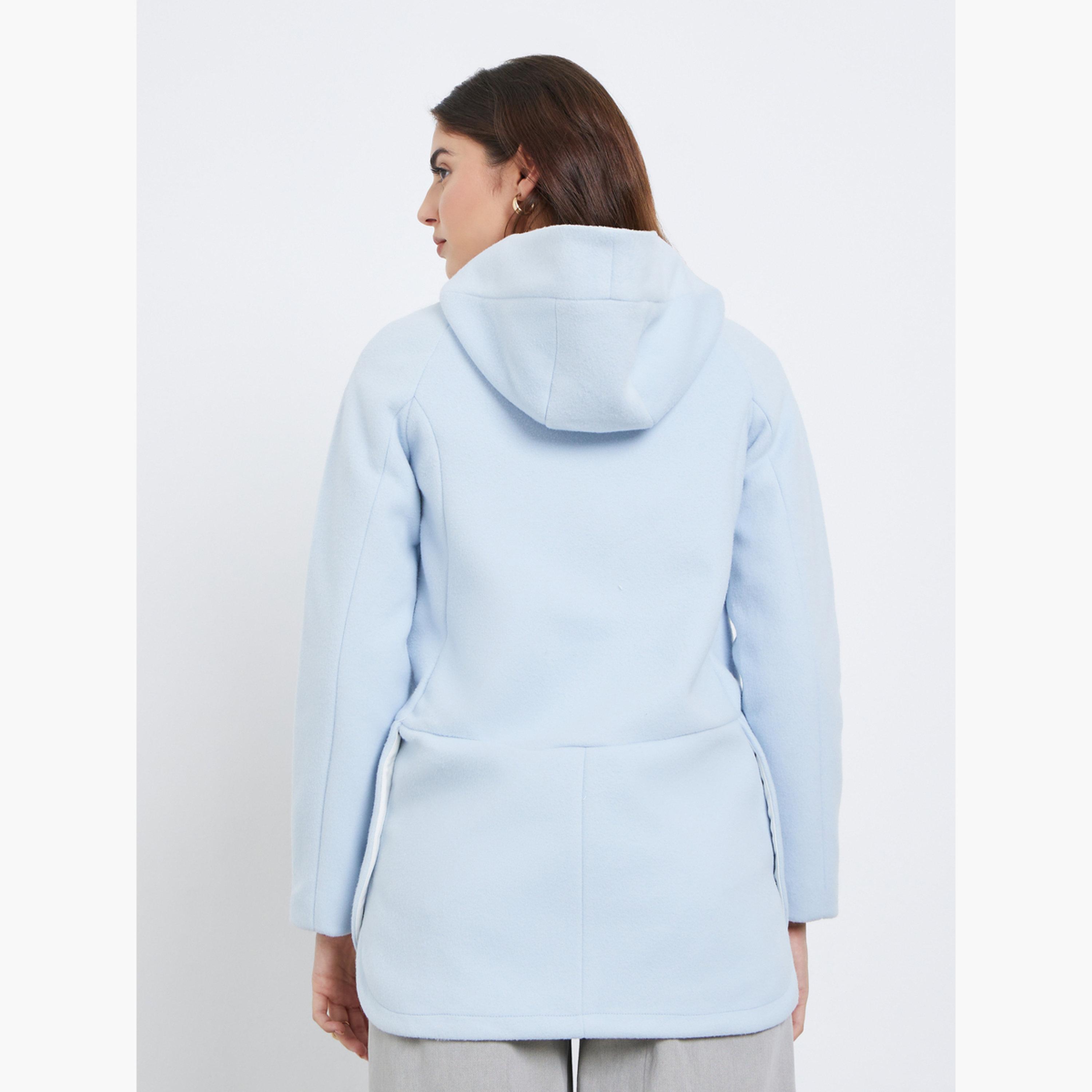 Styli Solid Hooded Neck Long Sleeves Women's Snap Button Jacket-women-clothing-coatsandjackets-coats-image-5