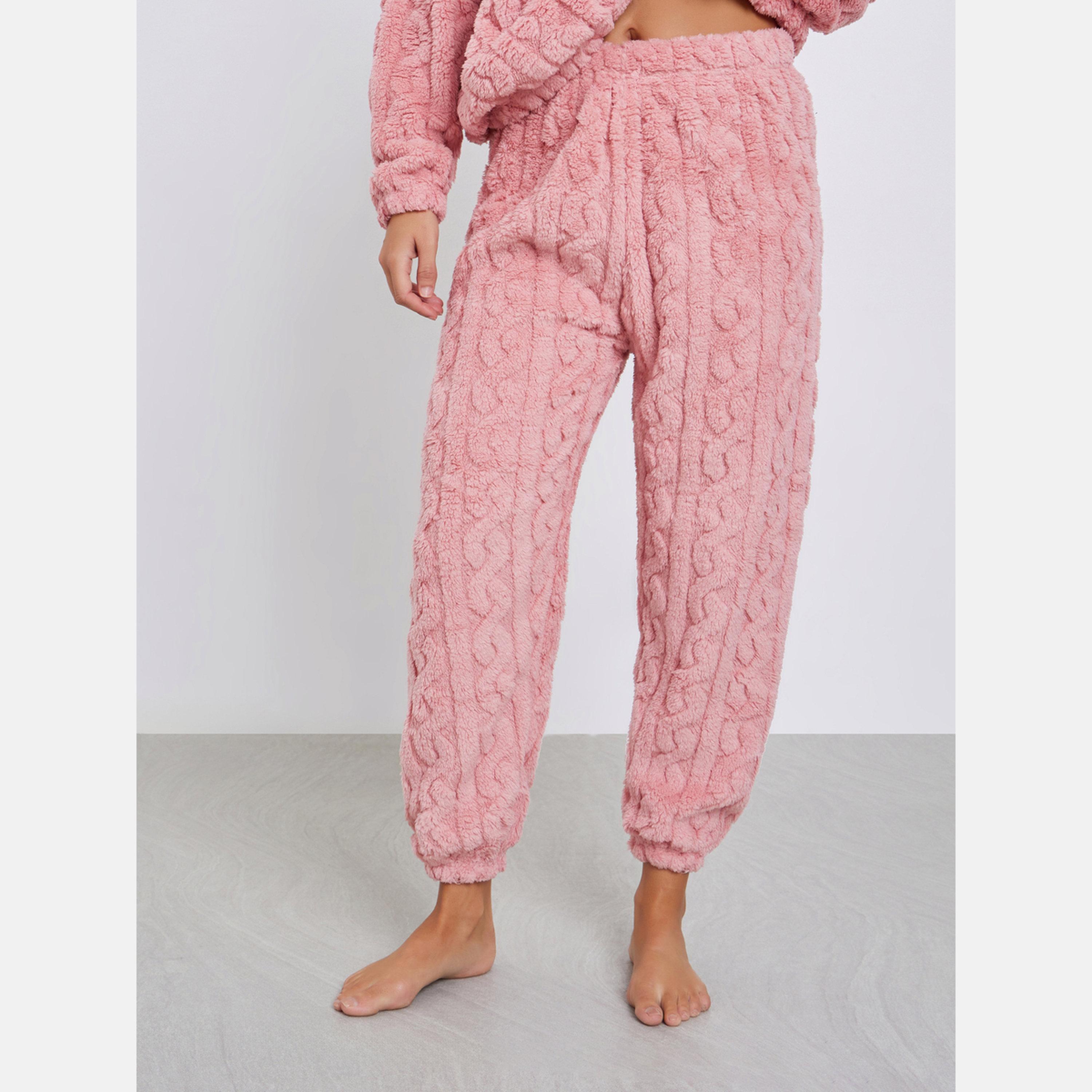 Styli Cable Knit Fleece Top and Cuffed Joggers Set-women-clothing-nightwear-pyjamas-longsets-image-4