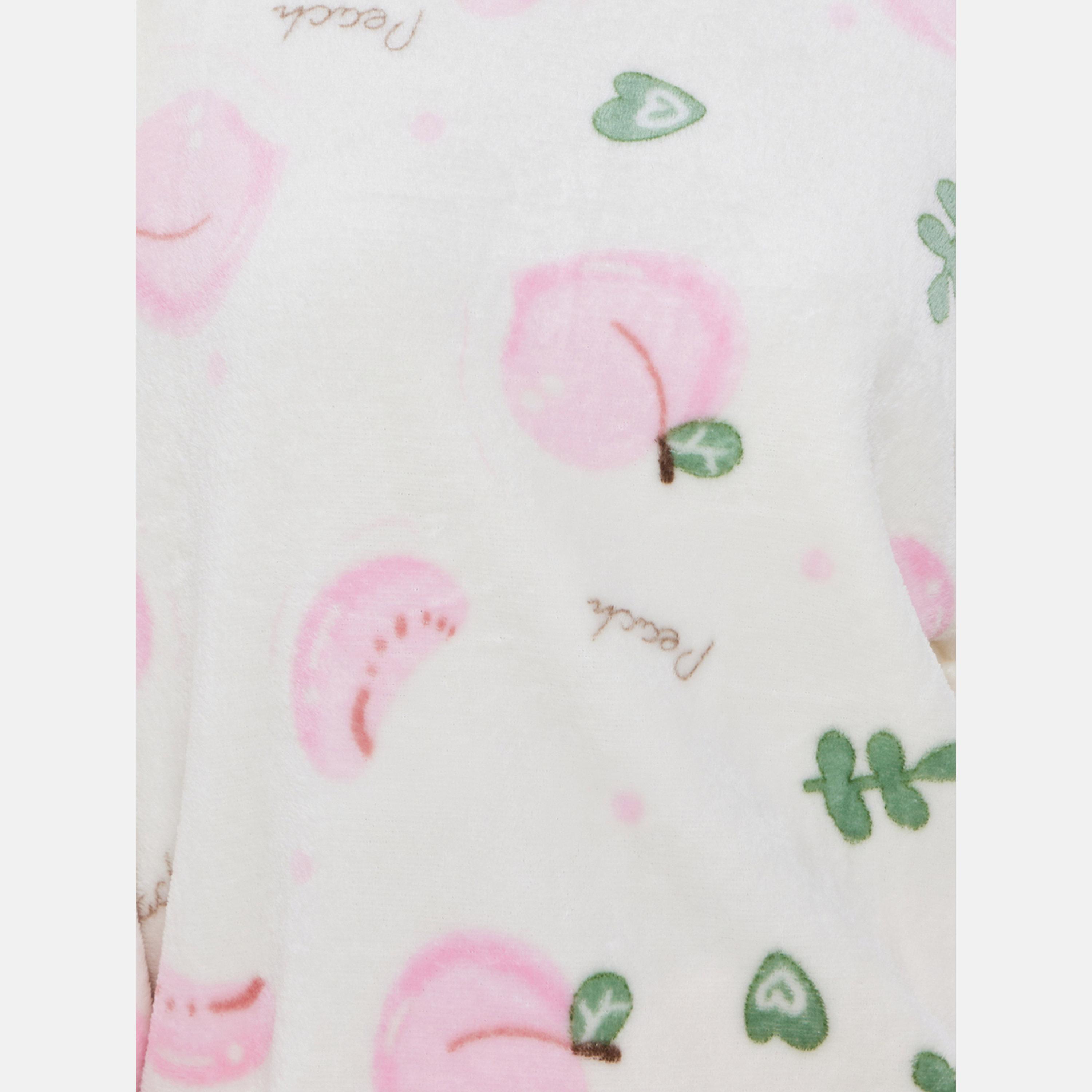 ستايلي - بيجاما بلوزة صوفية بطبعة خوخية-women-clothing-nightwear-pyjamas-longsets-image-3