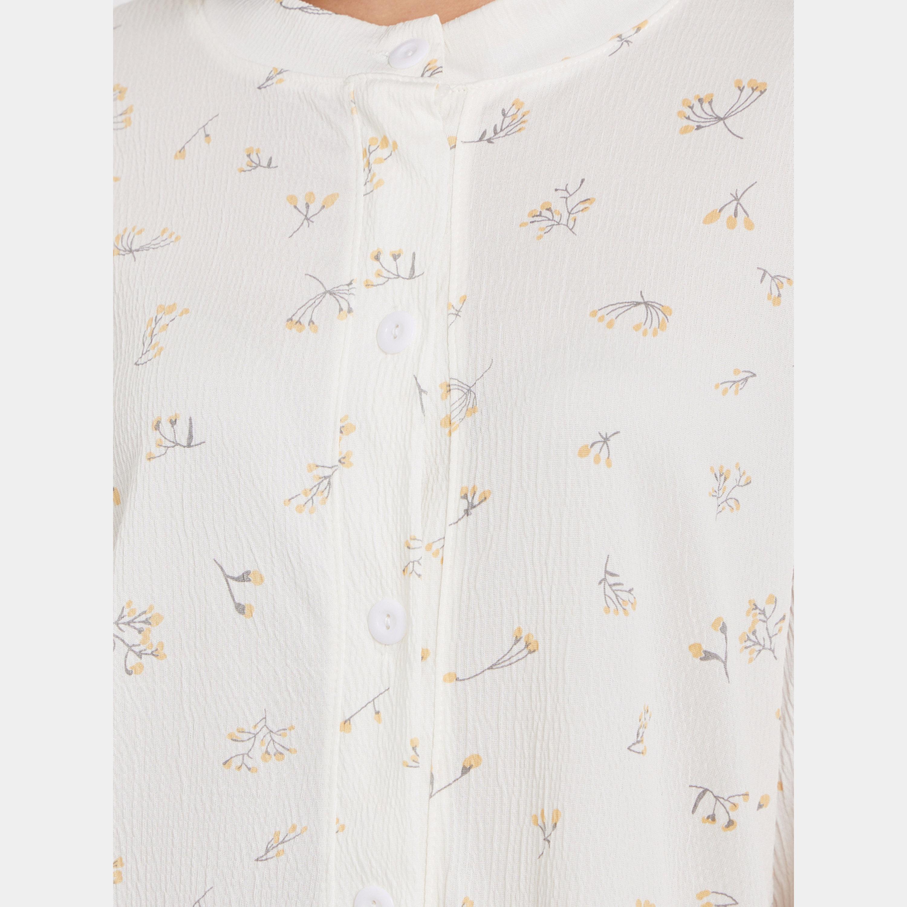 ستايلي - بيجاما قميص بطبعة زهور برقبة دائرية-women-clothing-nightwear-pyjamas-longsets-image-4