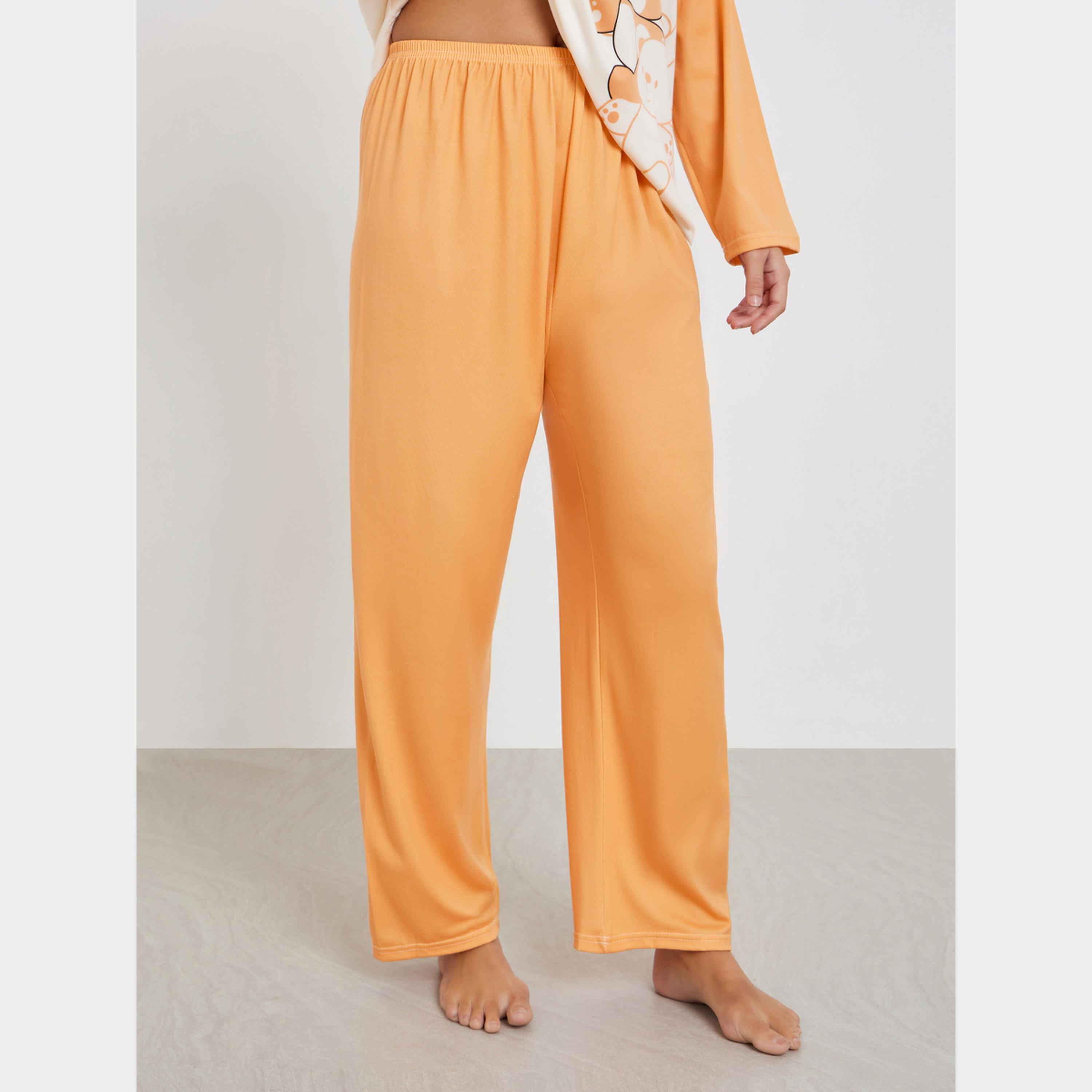 ستايلي - بيجاما تيشيرت بأكمام طويلة بطبعة دب-women-clothing-nightwear-pyjamas-longsets-image-3