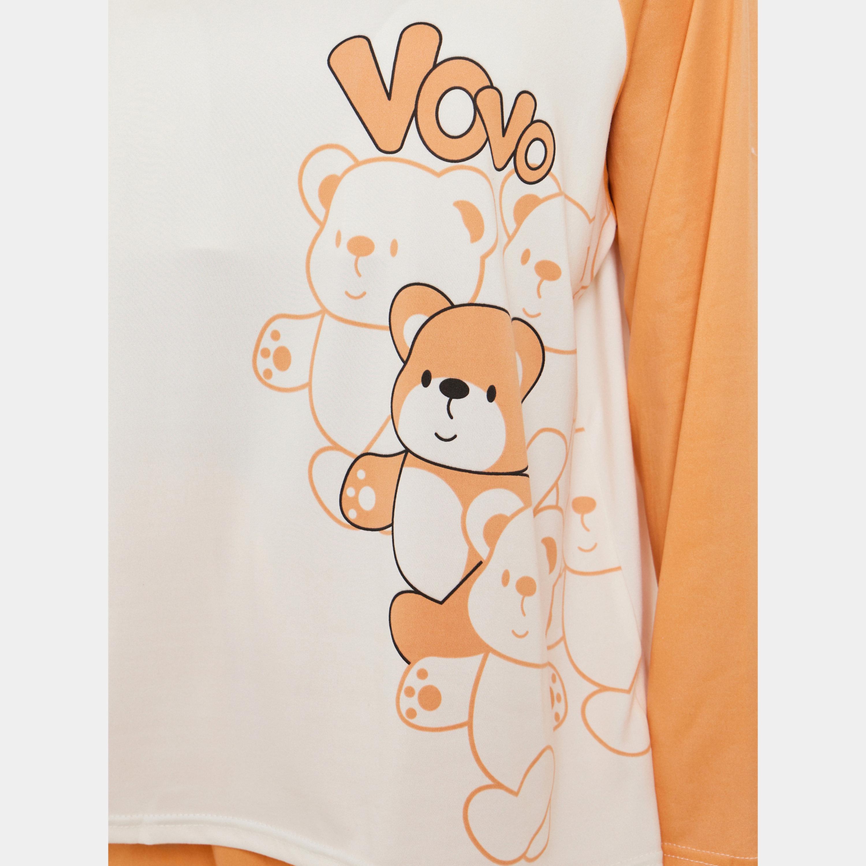 Styli Bear Graphic Print Long Sleeve T-Shirt and Pyjama Set-women-clothing-nightwear-pyjamas-longsets-image-4