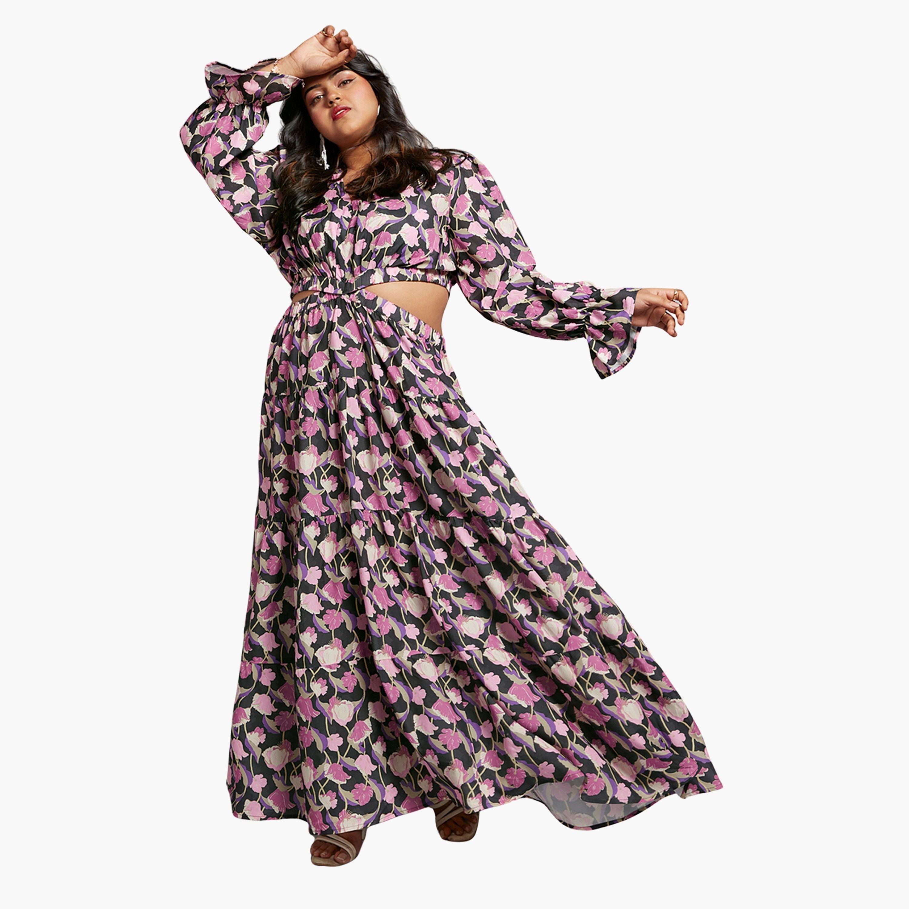 غلوبوس × ستايلي - فستان ماكسي بطبعة زهور وفتحة خصر حجم كبير-women-clothing-dresses-image-1