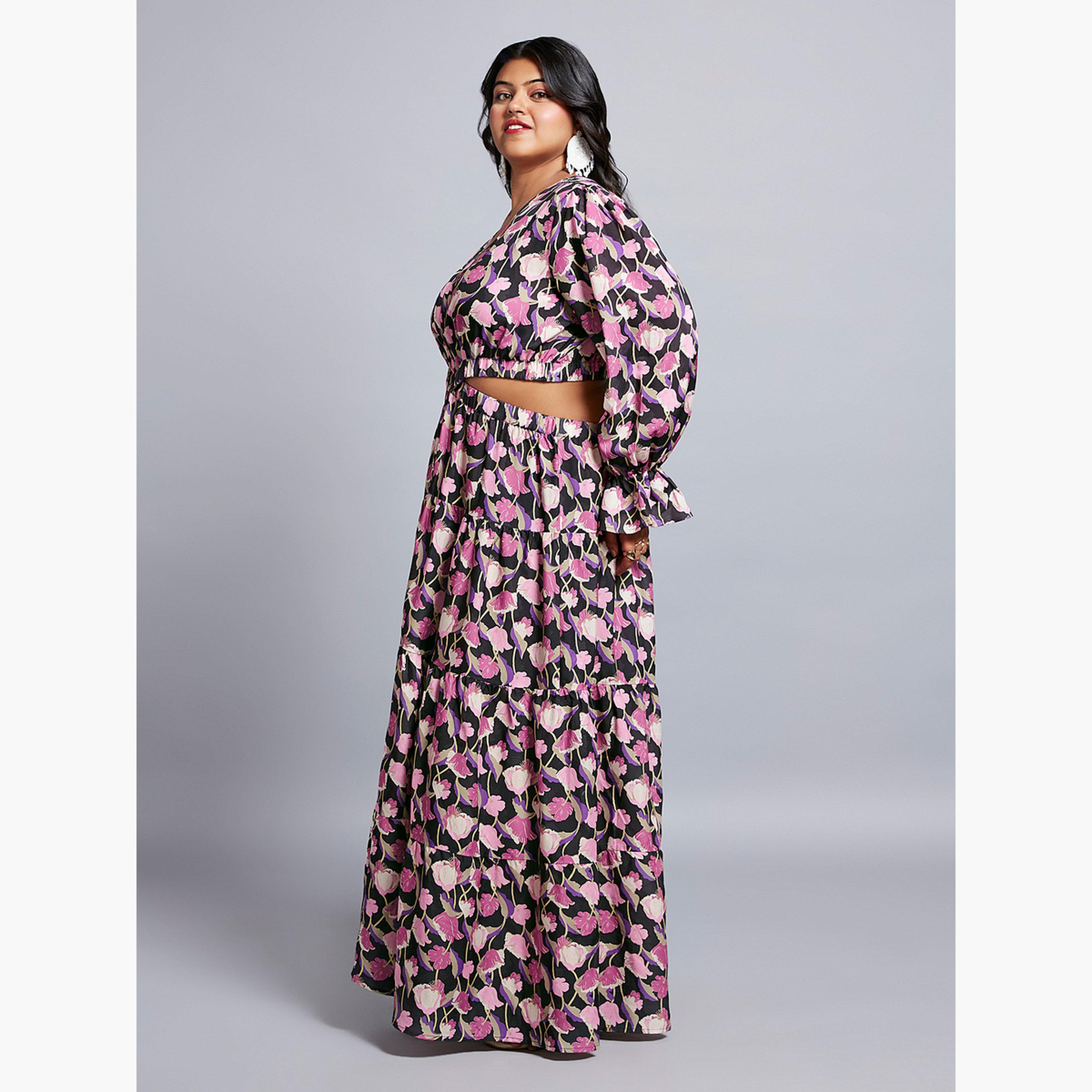 غلوبوس × ستايلي - فستان ماكسي بطبعة زهور وفتحة خصر حجم كبير-women-clothing-dresses-image-2
