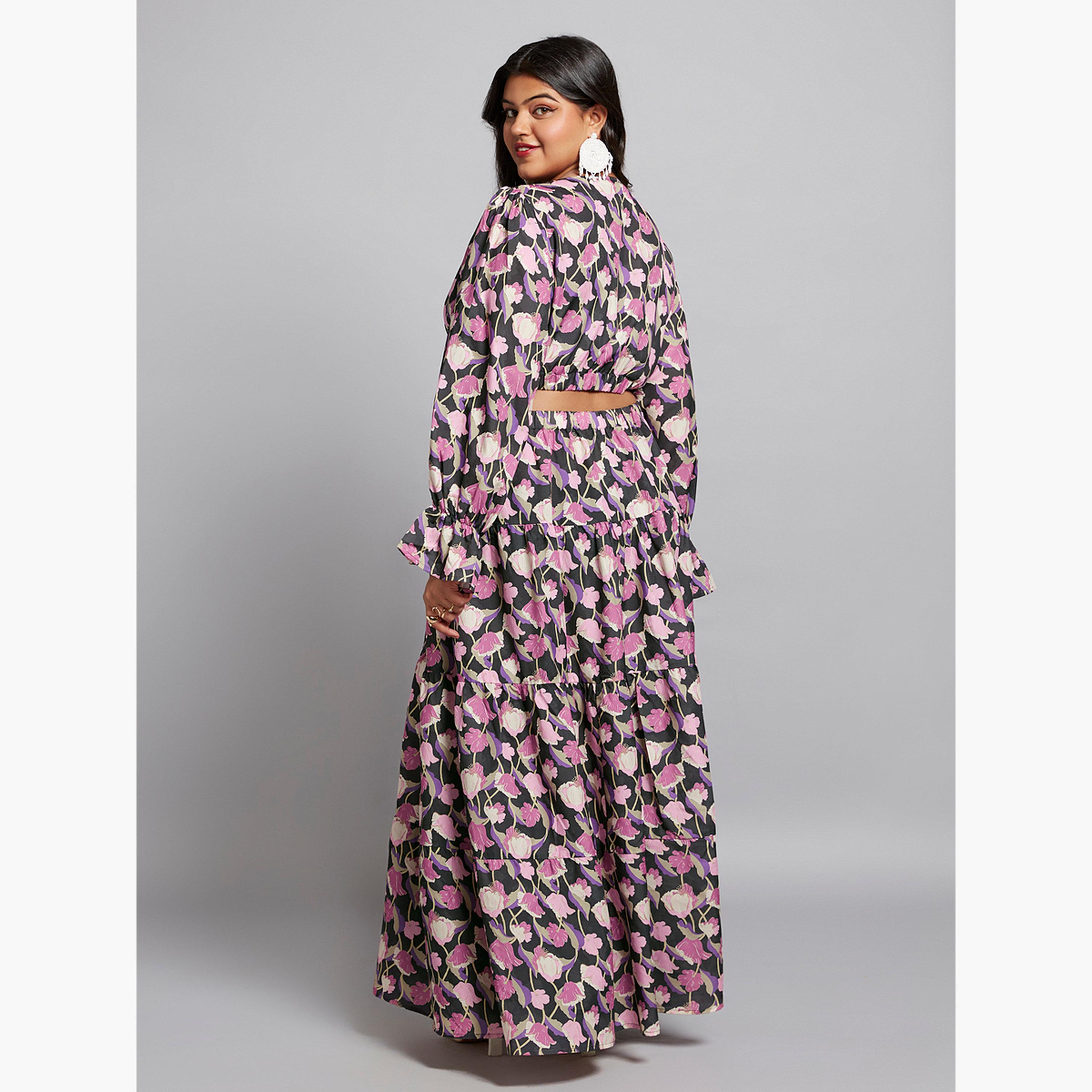 غلوبوس × ستايلي - فستان ماكسي بطبعة زهور وفتحة خصر حجم كبير-women-clothing-dresses-image-3