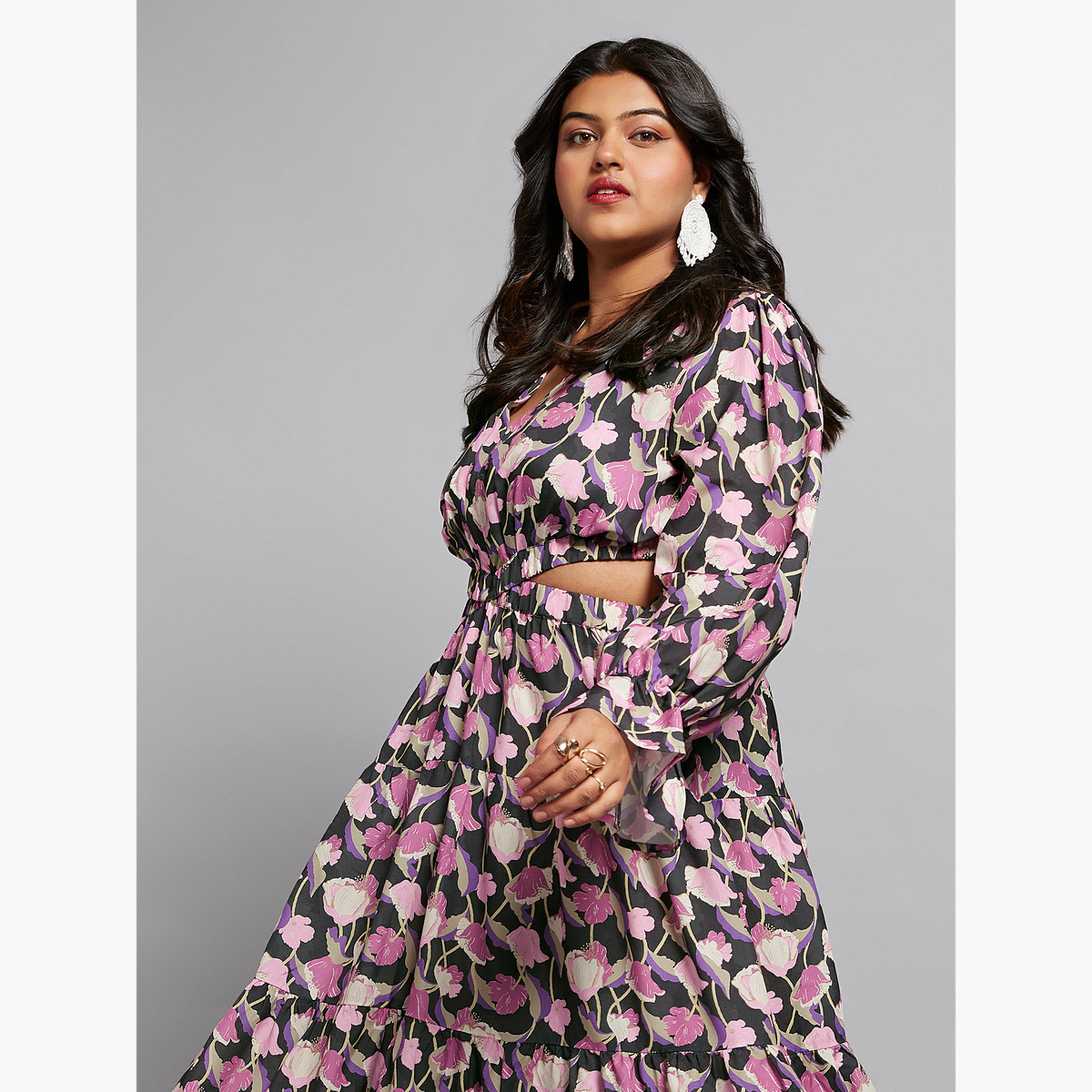 غلوبوس × ستايلي - فستان ماكسي بطبعة زهور وفتحة خصر حجم كبير-women-clothing-dresses-image-5