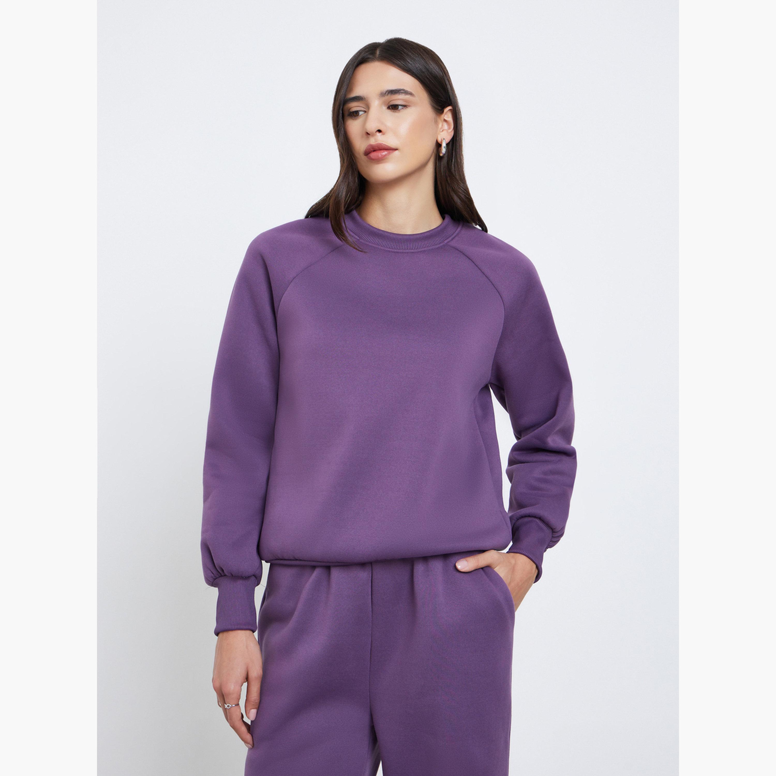 ستايلي - طقم سويت شيرت وبنطال رياضي بنفسجي اللون للنساء-women-clothing-coordsets-image-3