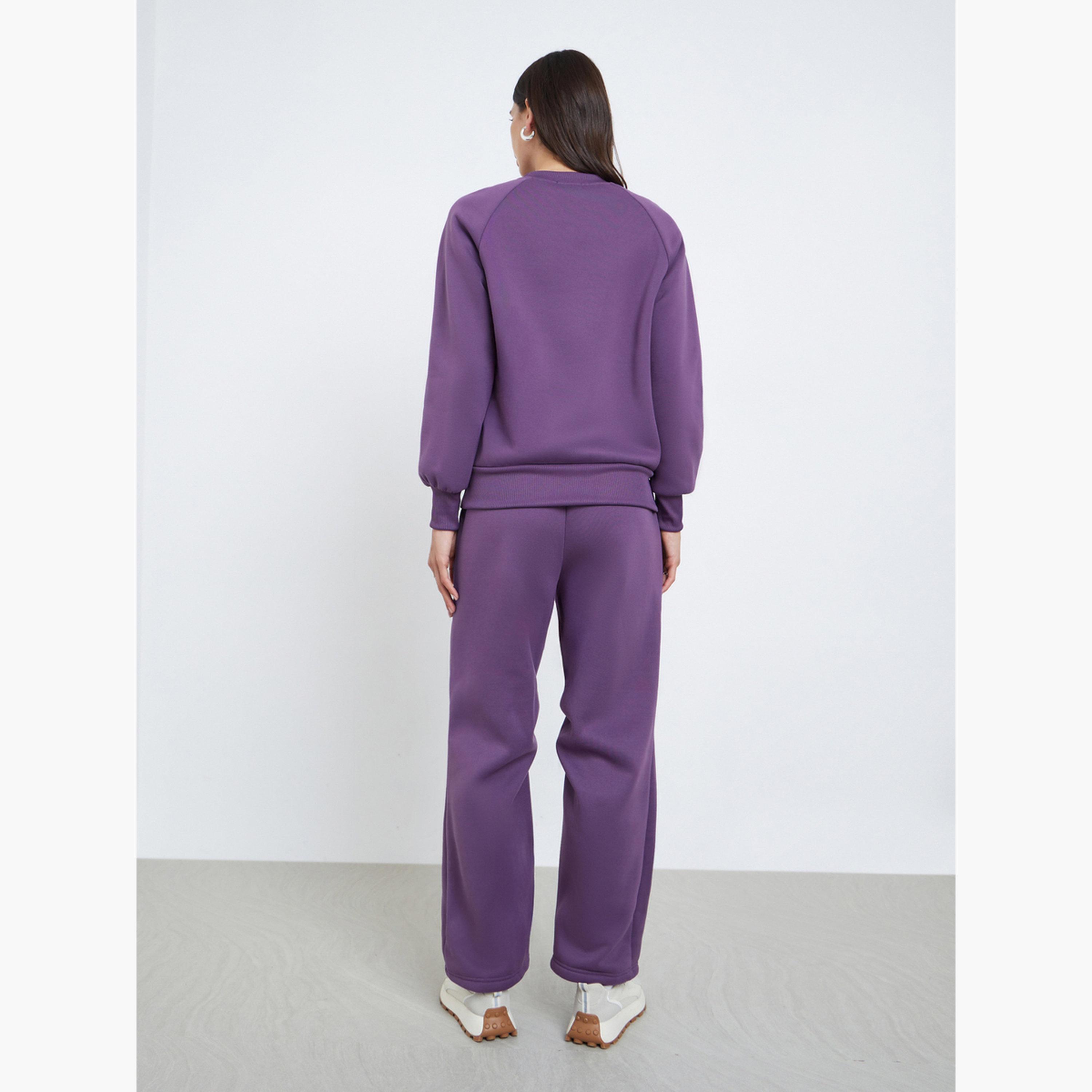 ستايلي - طقم سويت شيرت وبنطال رياضي بنفسجي اللون للنساء-women-clothing-coordsets-image-4