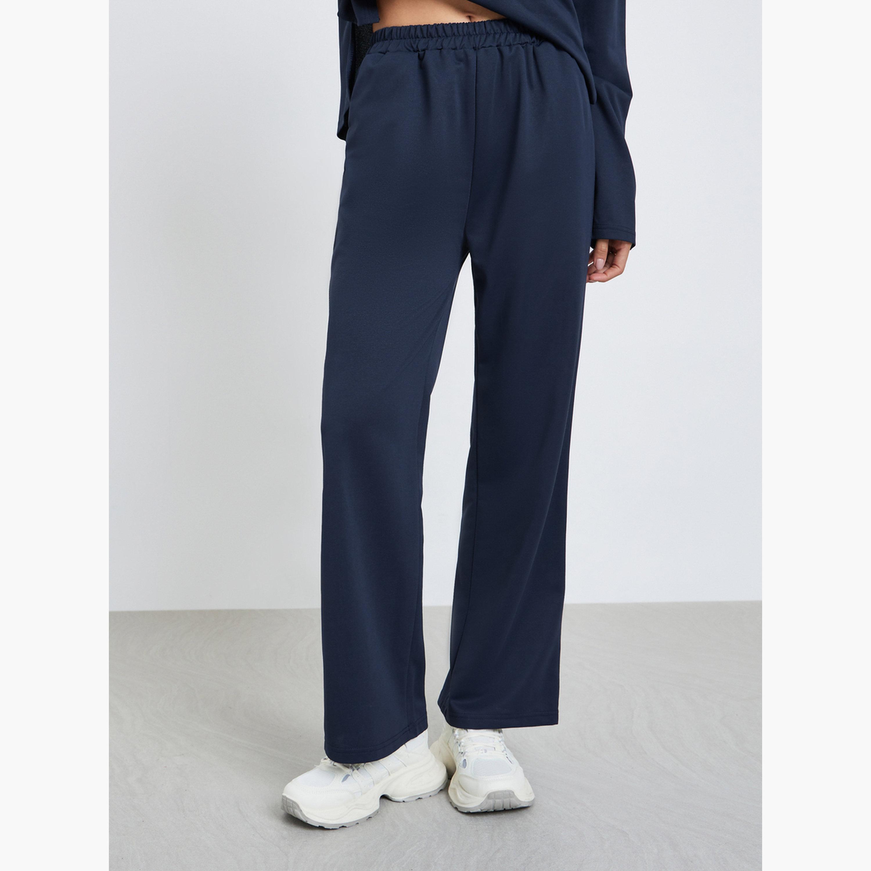 ستايلي - قميص أزرق داكن برقبة غير متماثلة وبنطال رياضي للنساء-women-clothing-coordsets-image-4
