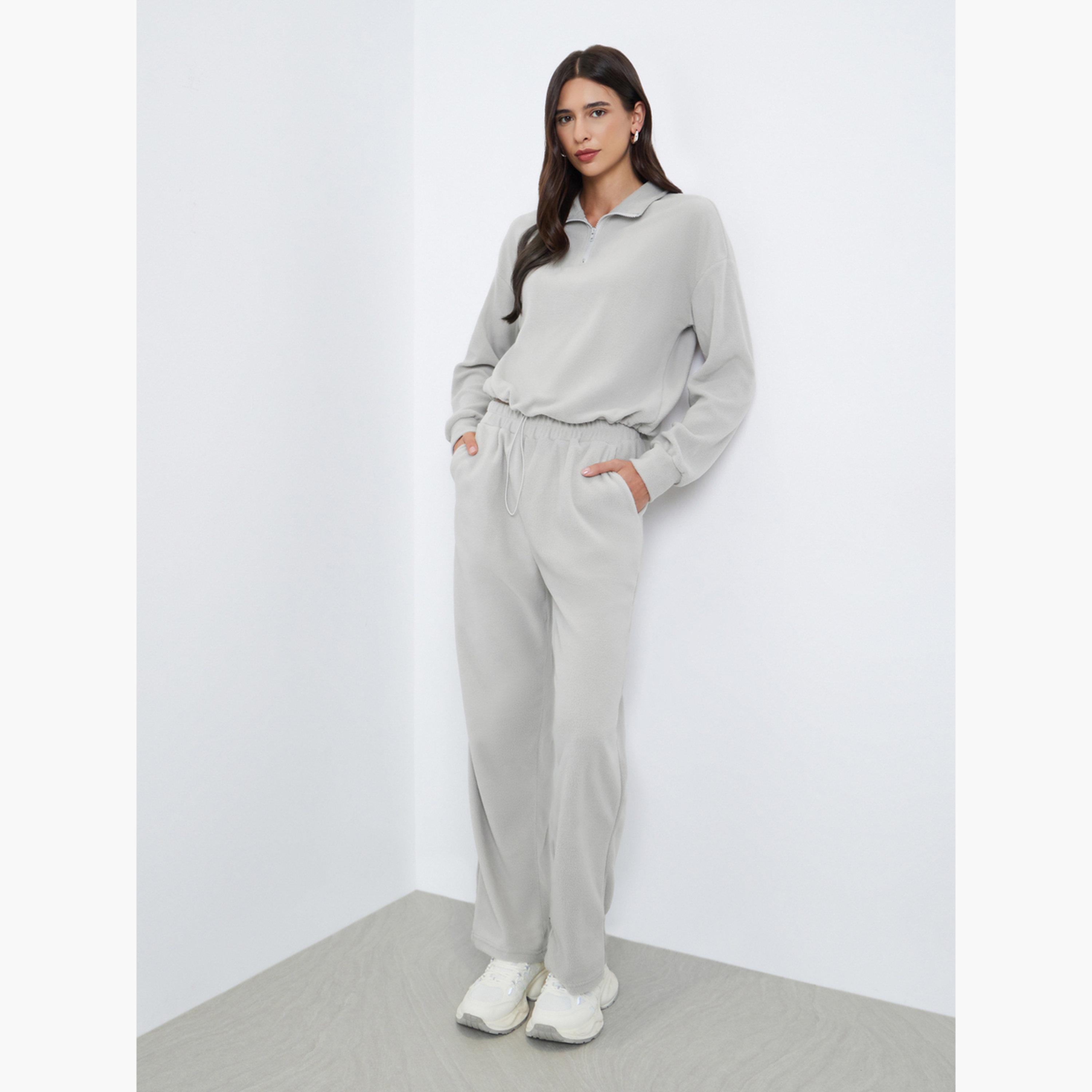 Styli Women Grey Regular Fit Sweatshirt and Joggers Co-ords-women-clothing-coordsets-image-1