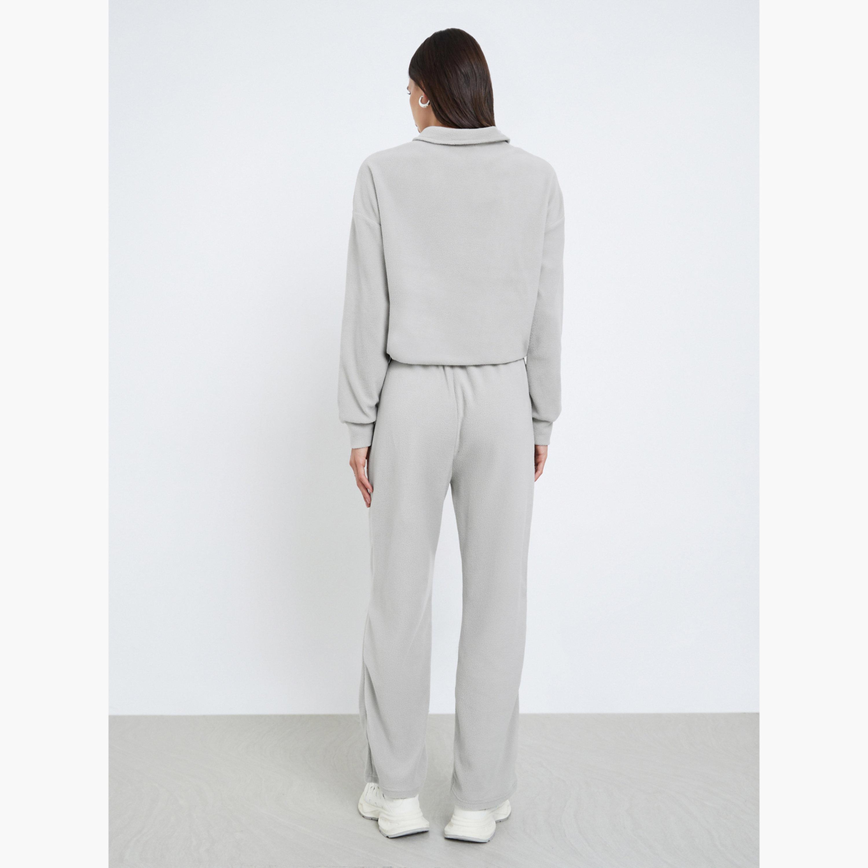 Styli Women Grey Regular Fit Sweatshirt and Joggers Co-ords-women-clothing-coordsets-image-4