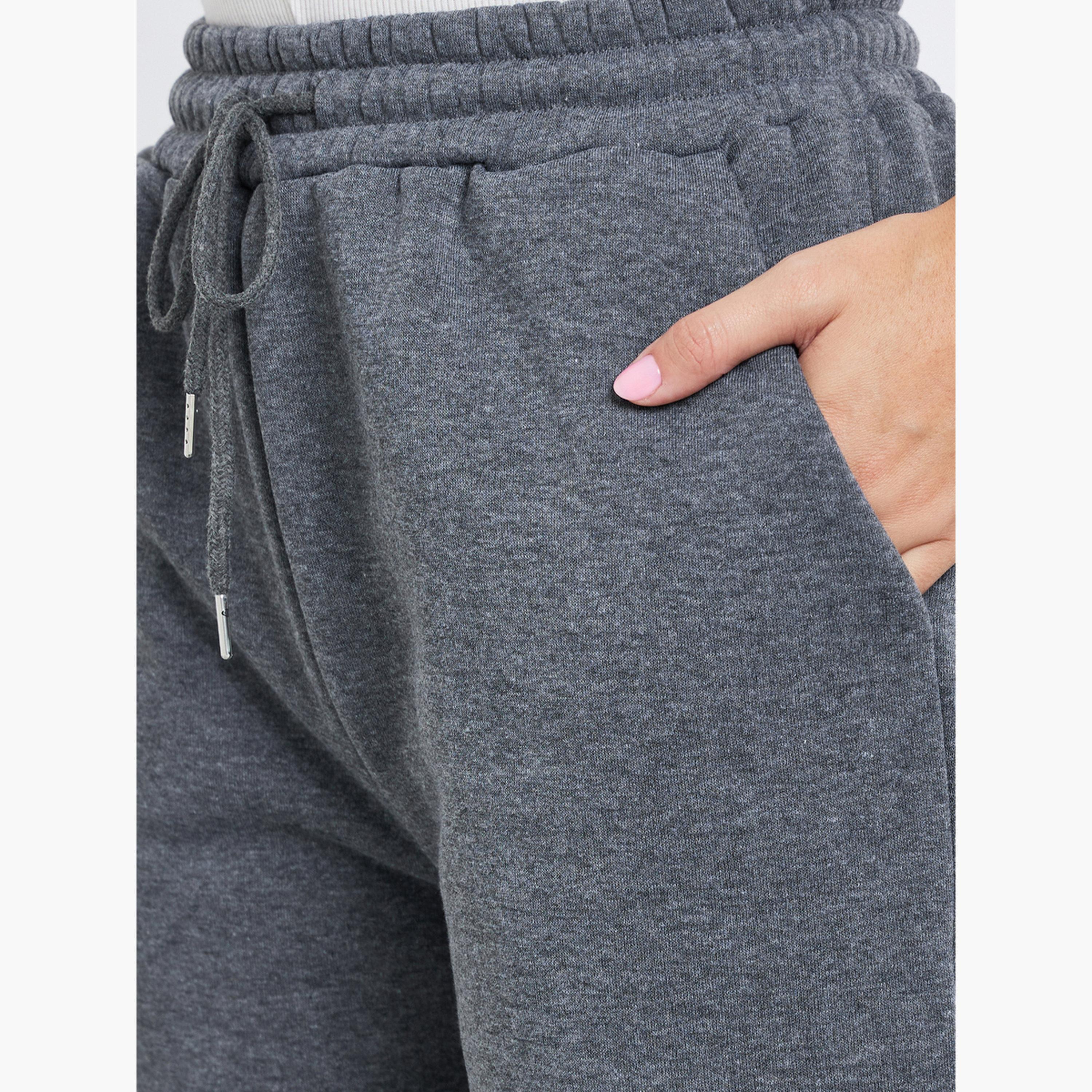 Styli Women Grey Solid Wide Leg Joggers with Drawstring Waist-women-clothing-bottoms-joggers-image-3