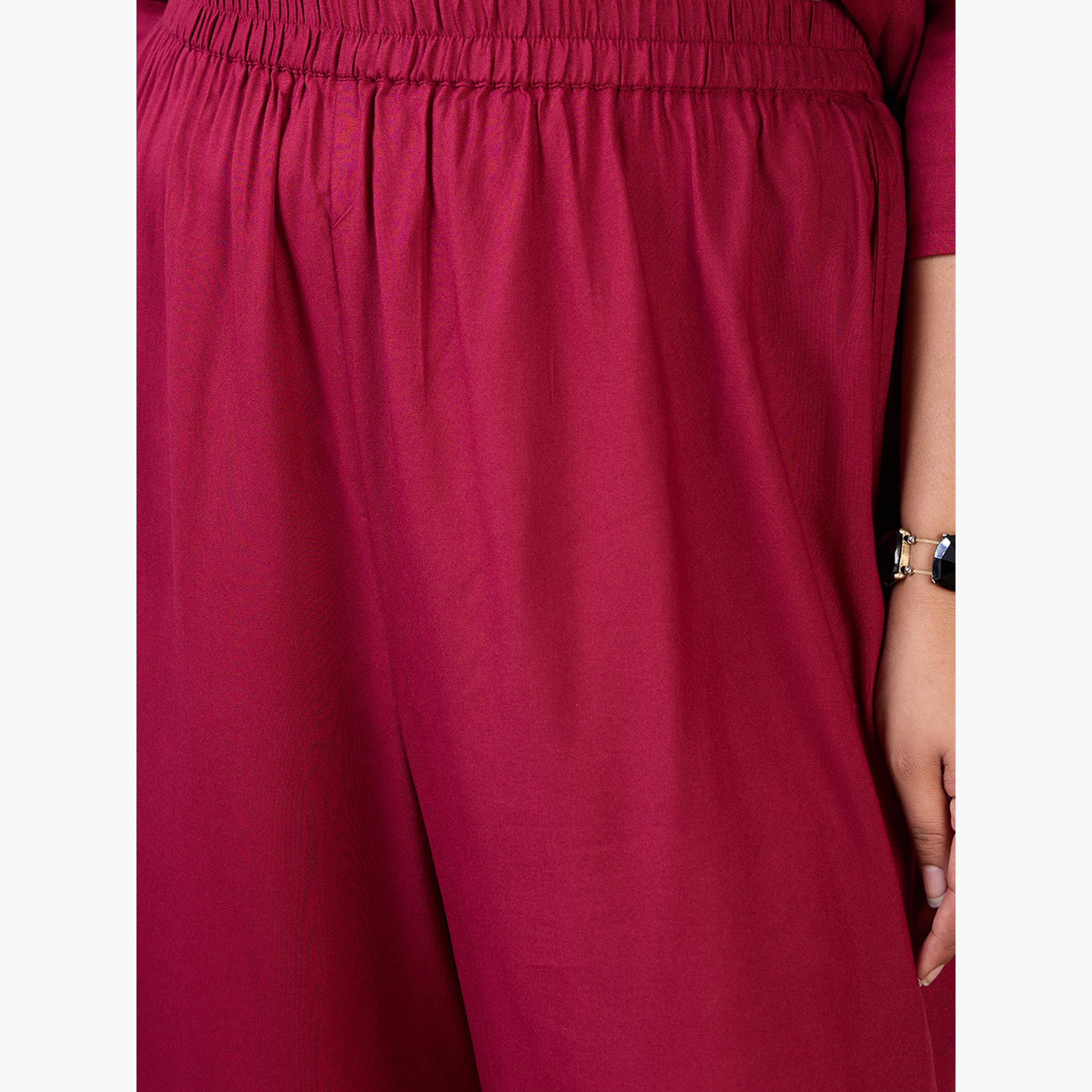غلوبوس × ستايلي - طقم ملابس نسائية بمقاسات كبيرة من بلوزة وبنطال كستنائي اللون-women-clothing-coordsets-image-5