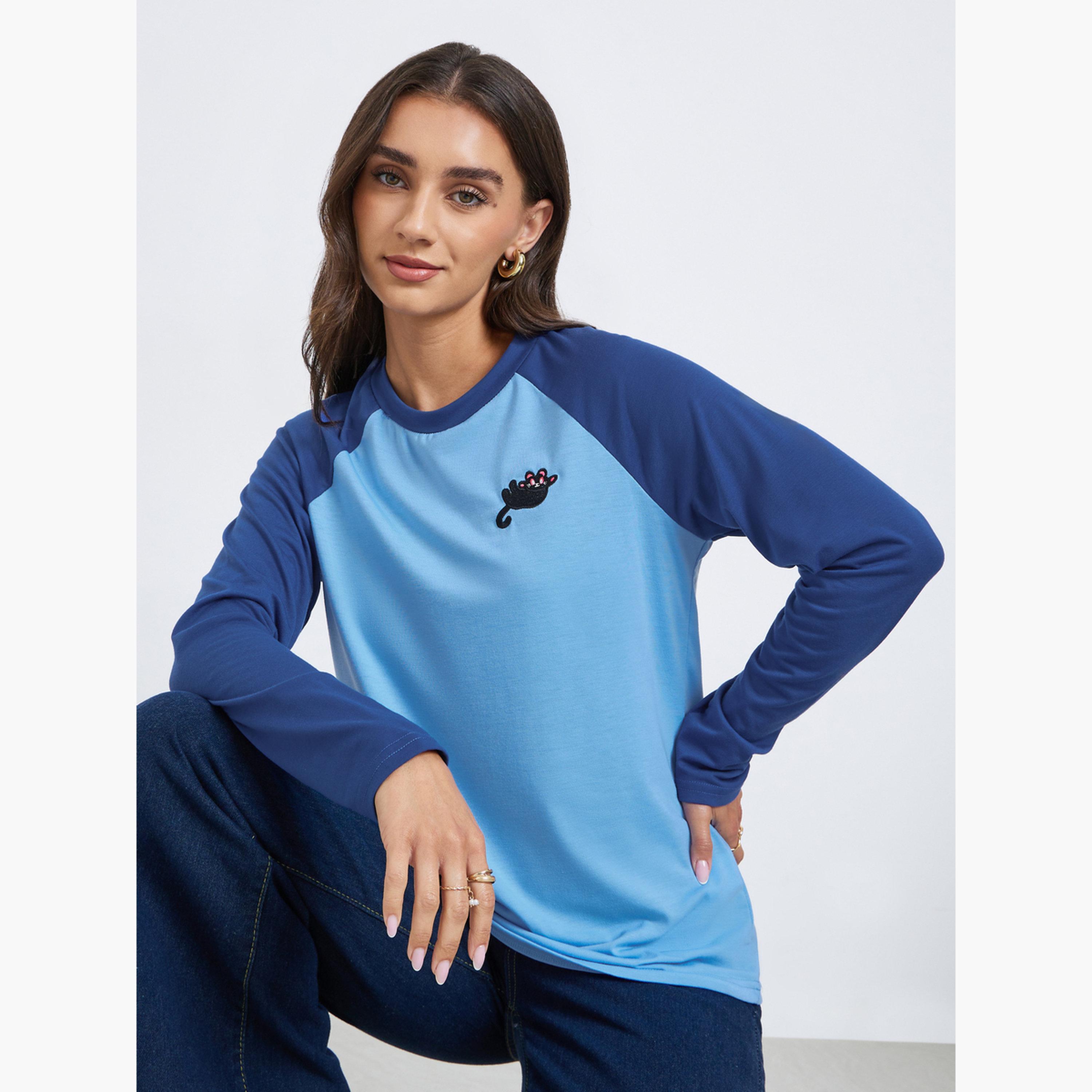 Styli Women Color Block Raglan Sleeve T-Shirt-women-clothing-tshirts-image-2