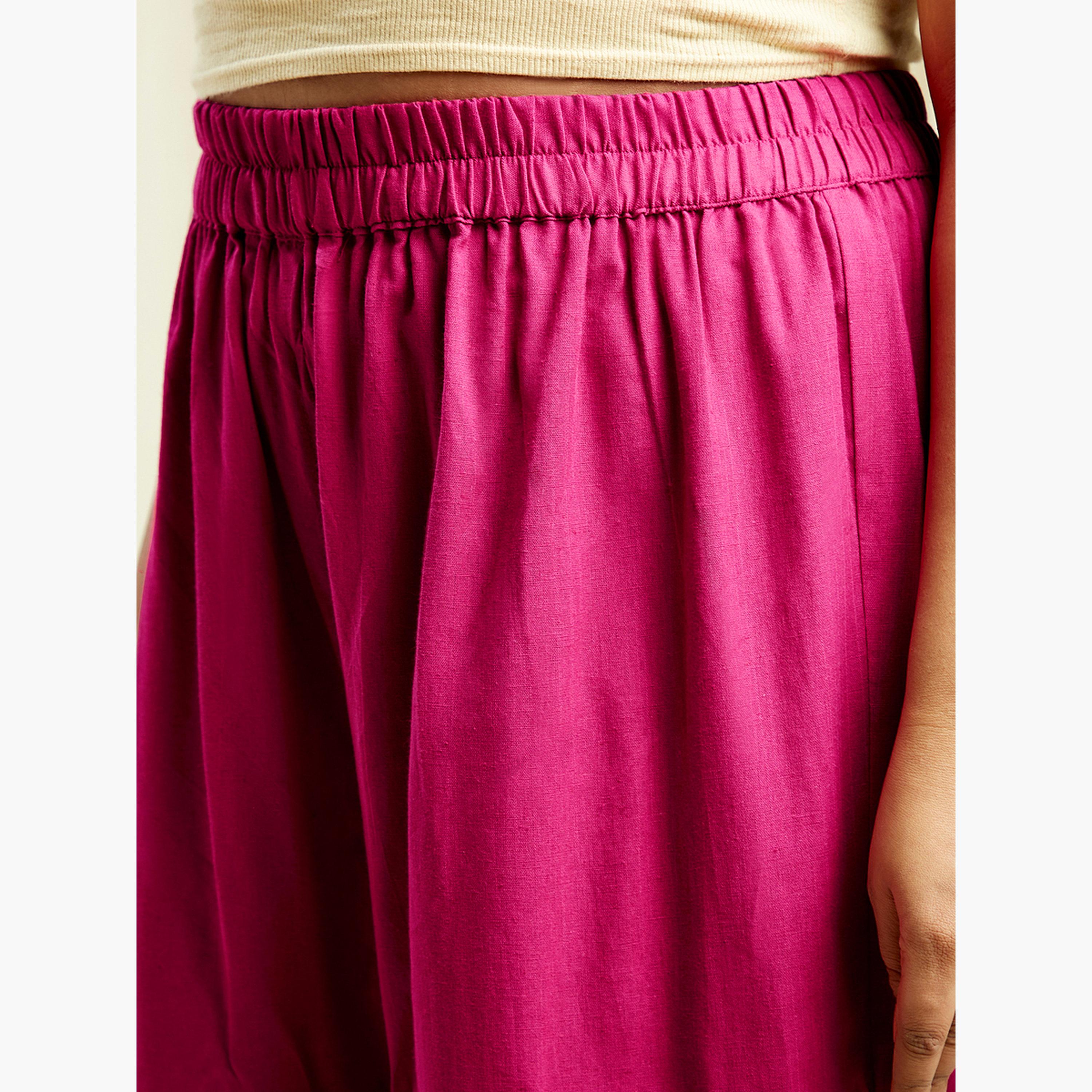 غلوبوس × ستايلي - طقم كورتا وبنطال احتفالي مطرز بالترتر لون وردي بمقاسات كبيرة-women-clothing-ethnicwear-kurtasets-image-5