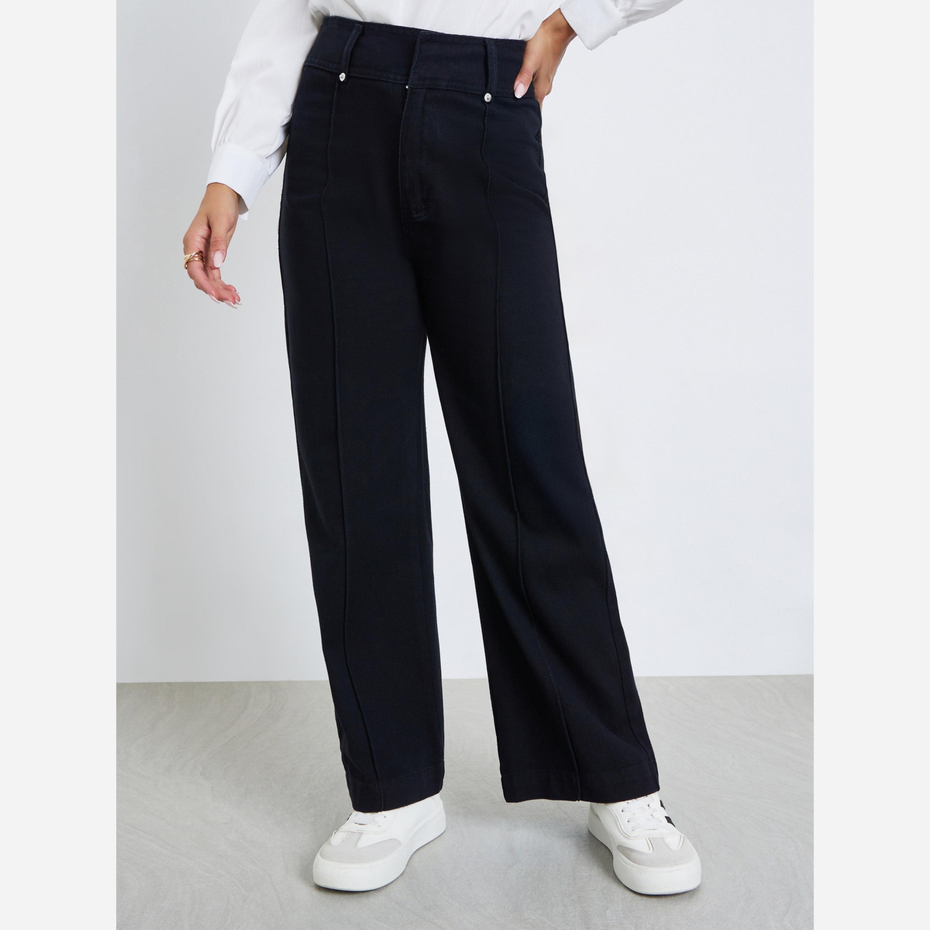 Styli Women High Rise Black Straight Leg Jeans-women-clothing-bottoms-jeans-image-1