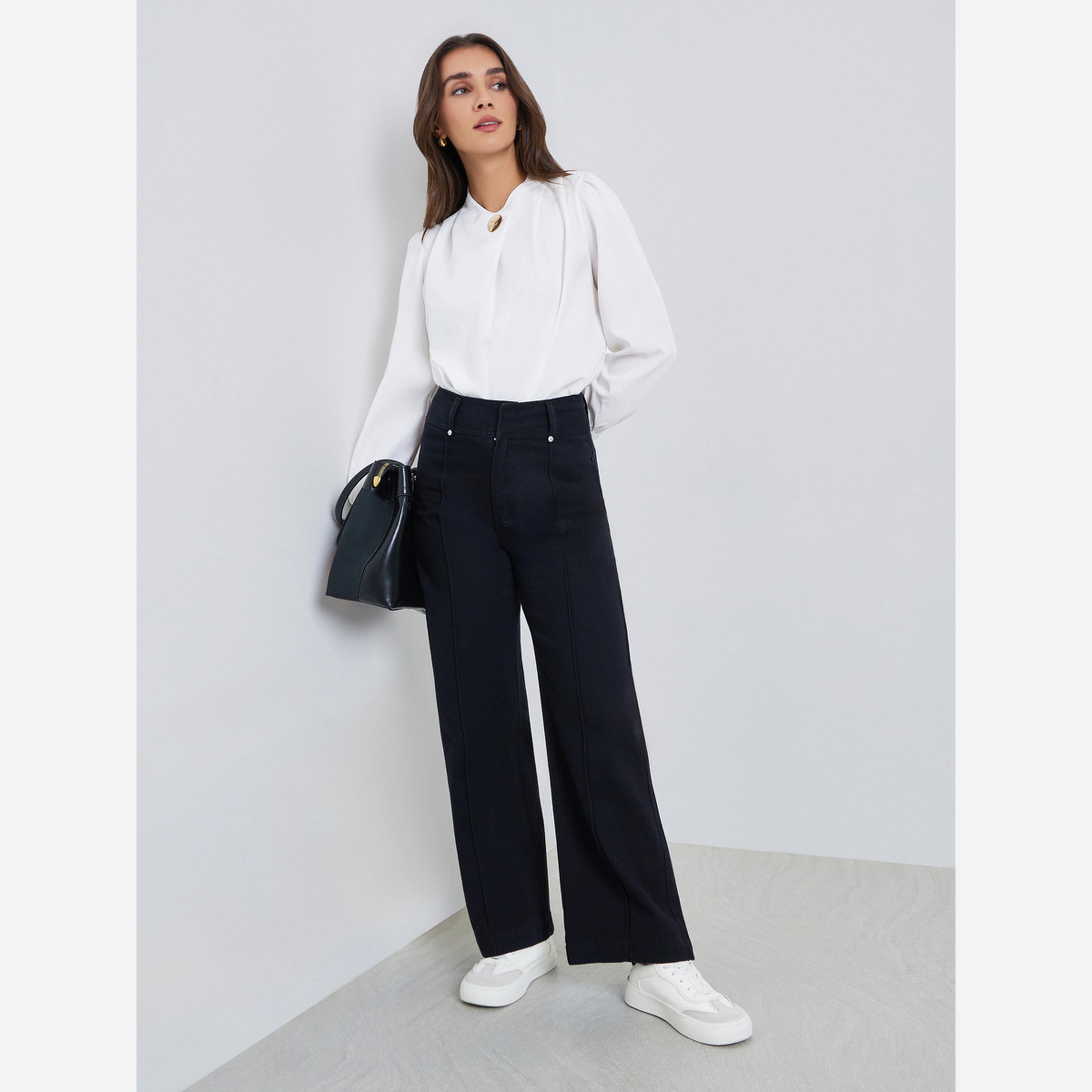 Styli Women High Rise Black Straight Leg Jeans-women-clothing-bottoms-jeans-image-2