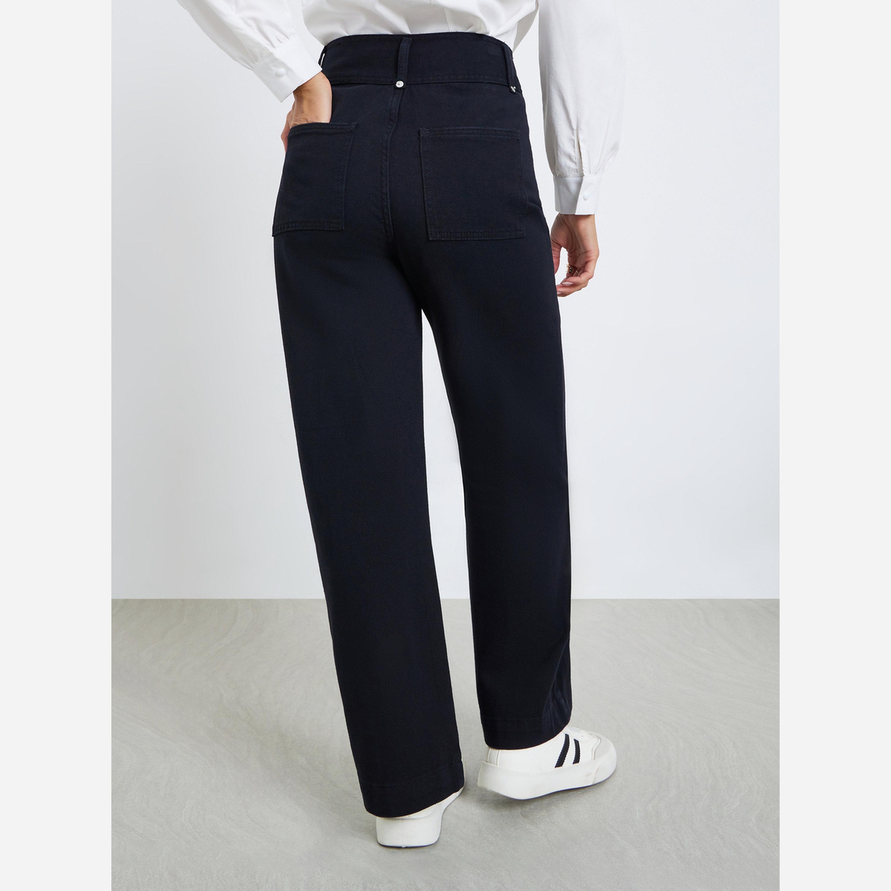 ستايلي - بنطال جينز نسائي لون أسود بخصر عالٍ وقصة مستقيمة-women-clothing-bottoms-jeans-image-3