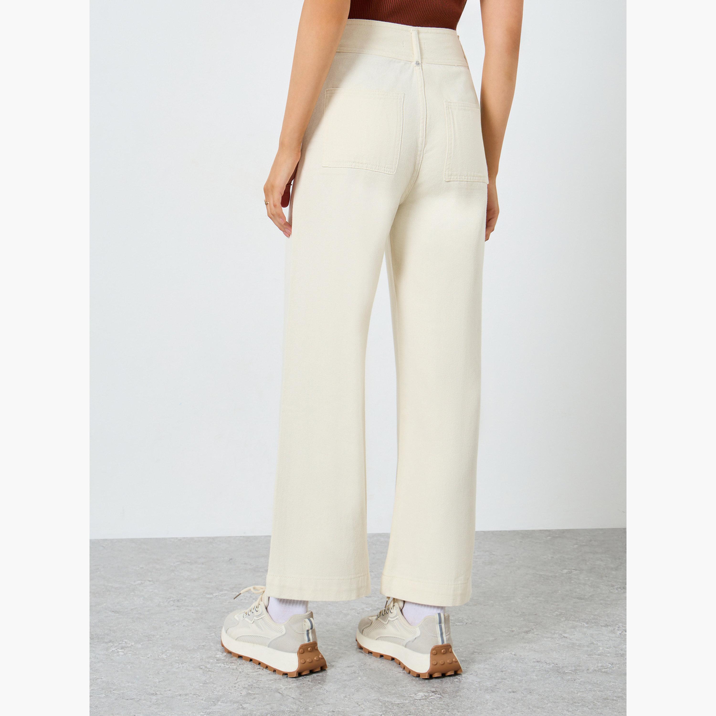 ستايلي - بنطال جينز واسع الساق بخصر مرتفع لون اوف وايت-women-clothing-bottoms-jeans-image-4