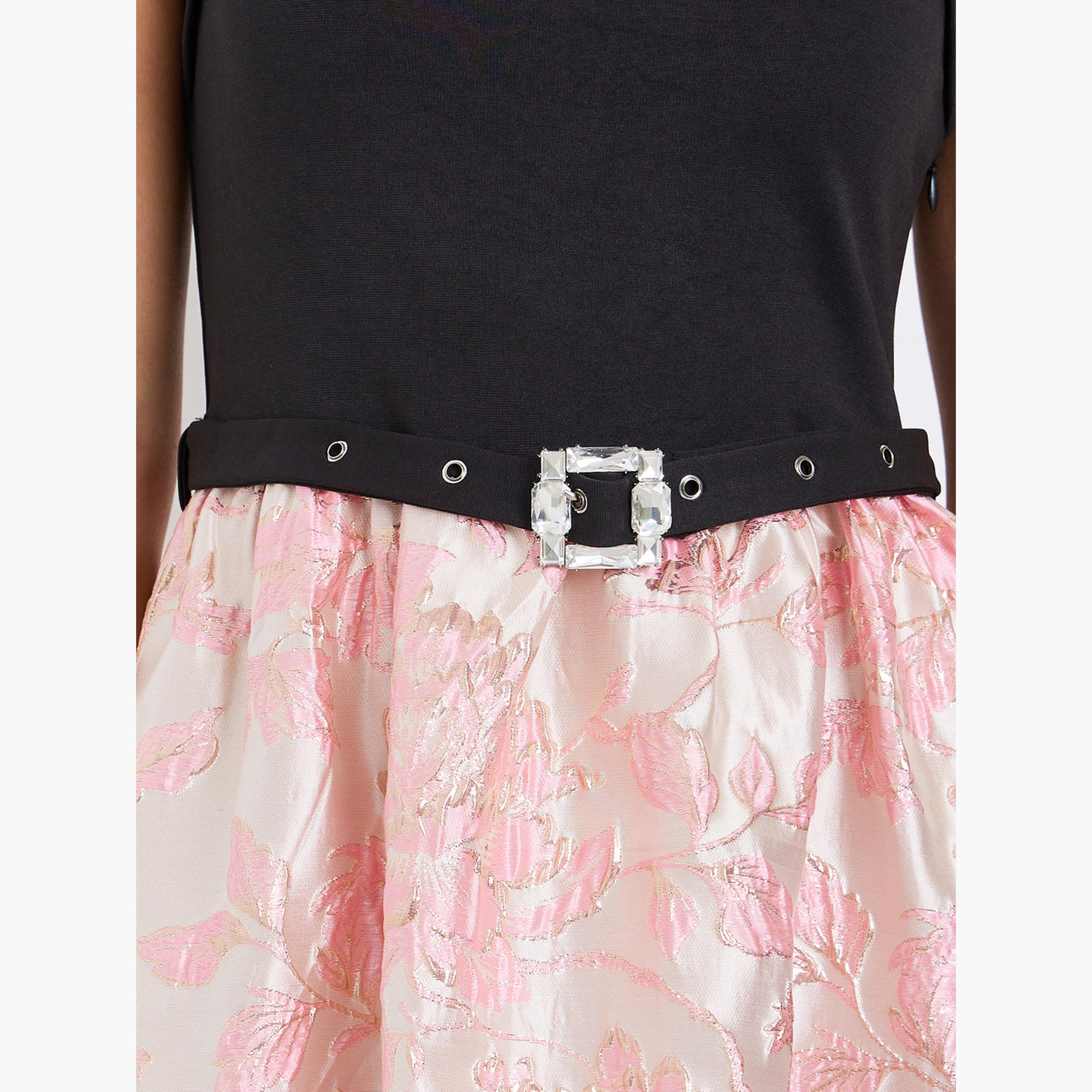 Styli Pink Floral Belted Sleeveless Maxi Dress-women-clothing-dresses-image-4