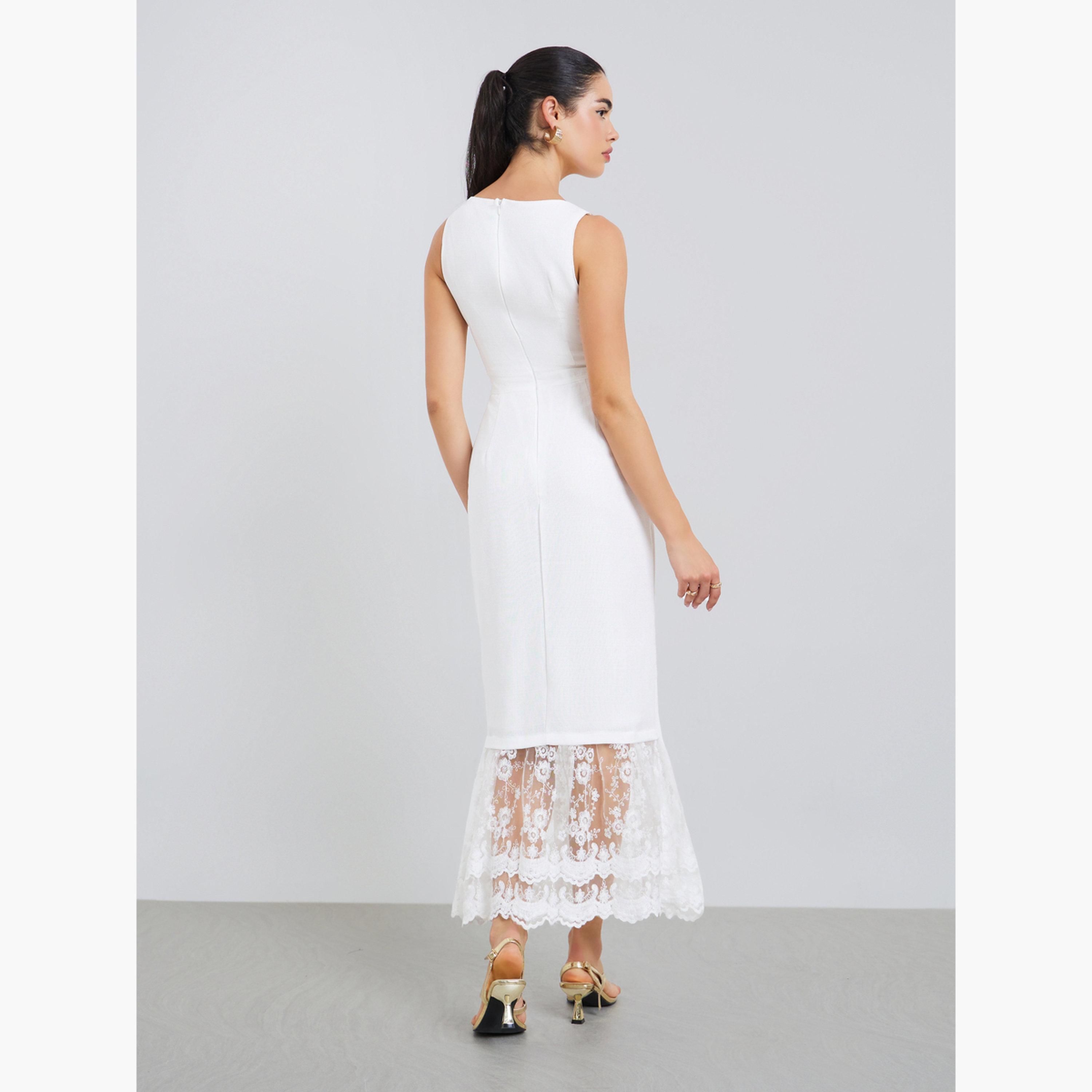 Styli Women White Lace Mermaid Maxi Dress-women-clothing-dresses-image-4